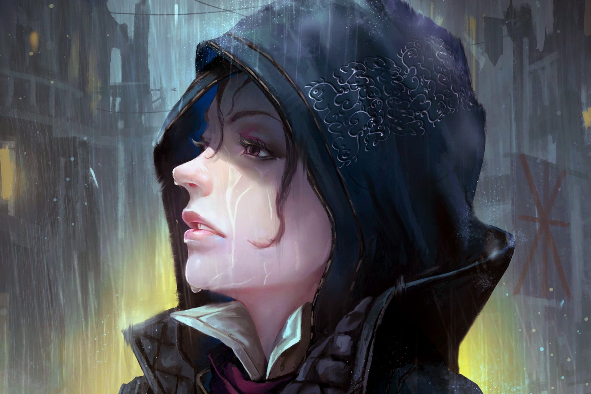 Assassins Creed, Assassins Creed: Syndicate, Rain, Face, Evie Frye, 1080P, Girl, HD Wallpaper