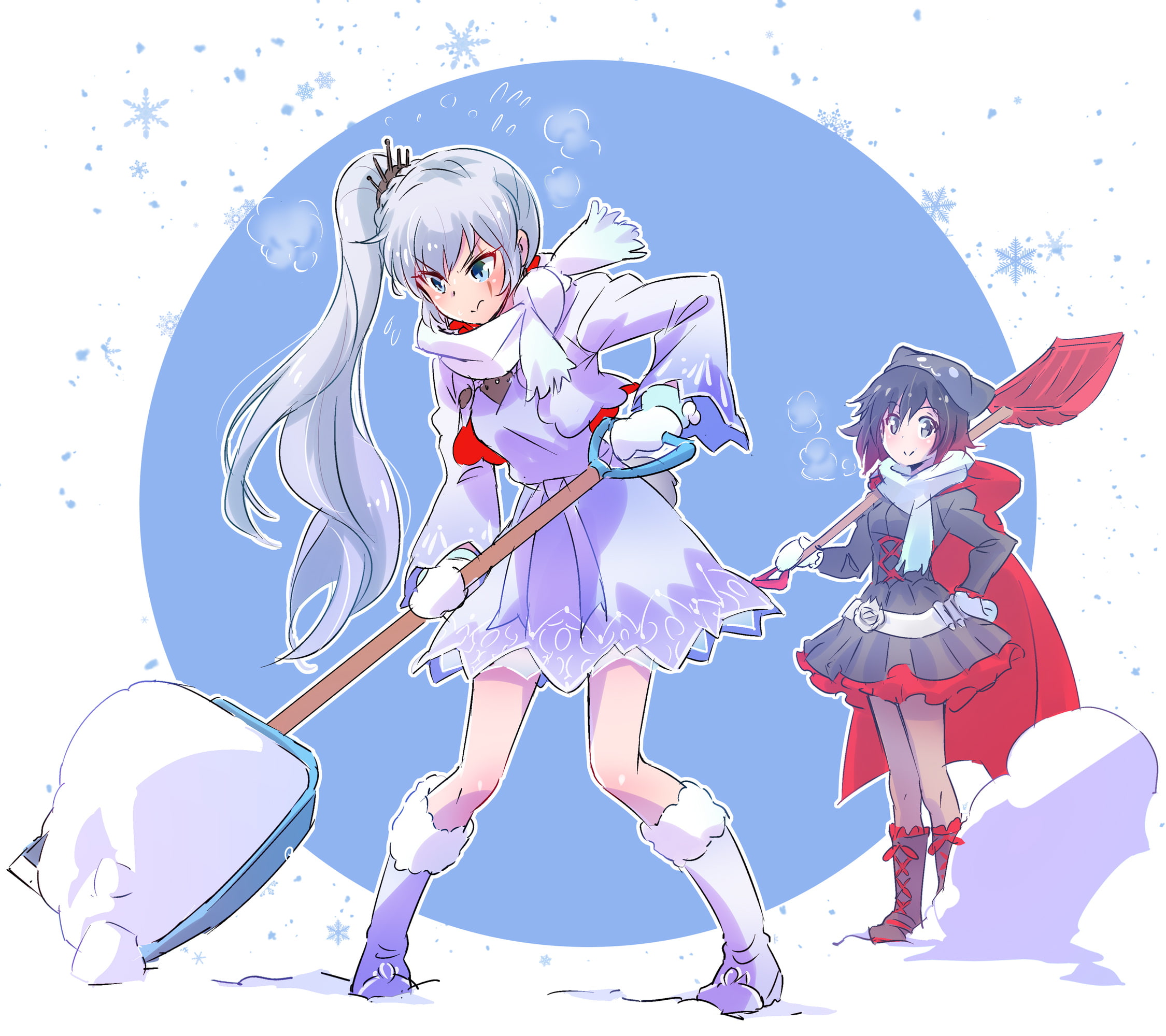 pixiv, from, ruby, shovel, weiss, rwby, fanart, 1080P, rose, schnee, HD Wallpaper