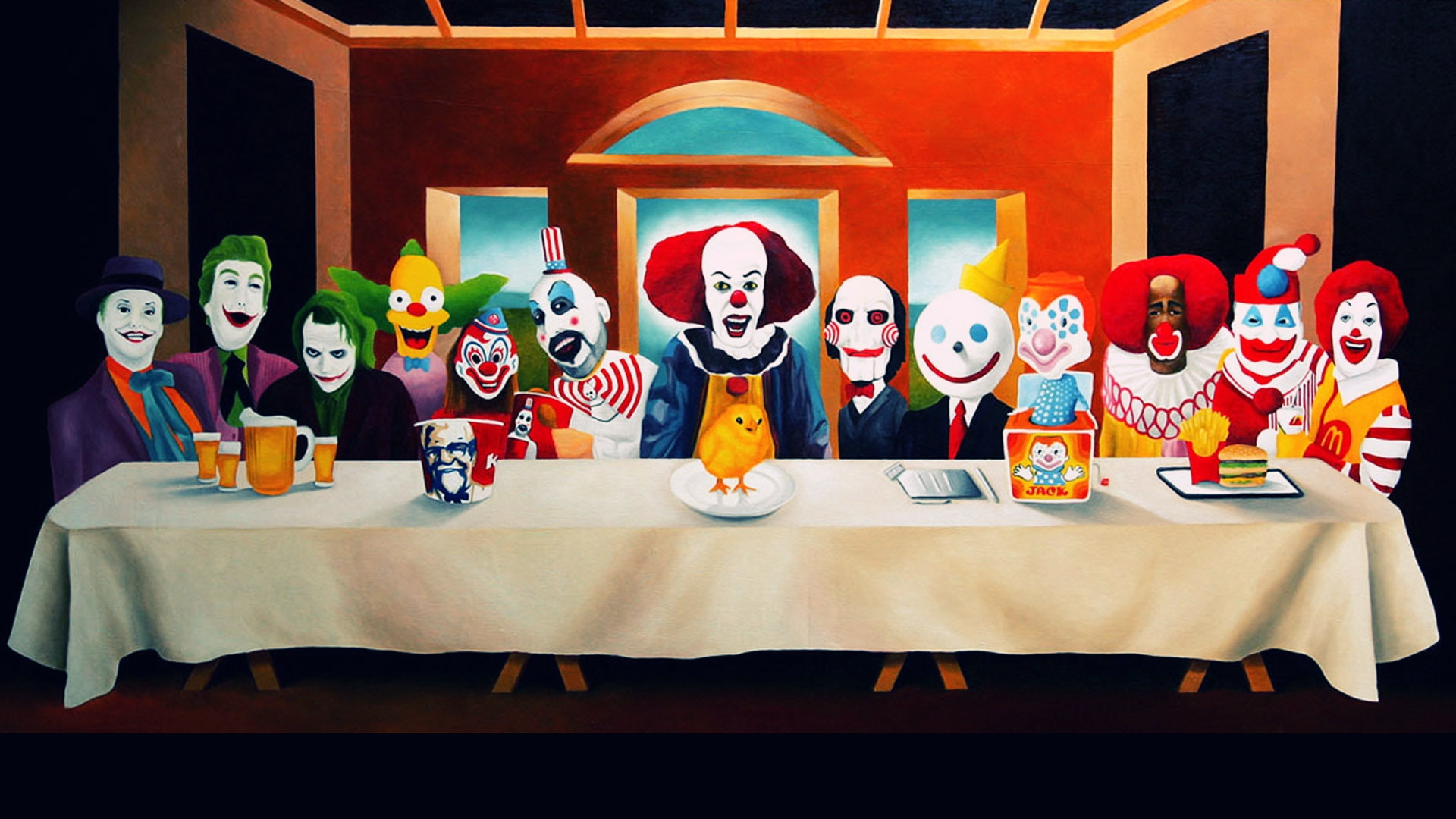 Supper, Joker, the, 1080P, sadic, Clowns, Mcdonald, paintings, KFC, Ronald, Last, Mascot, clown, Jack, humor, HD Wallpaper
