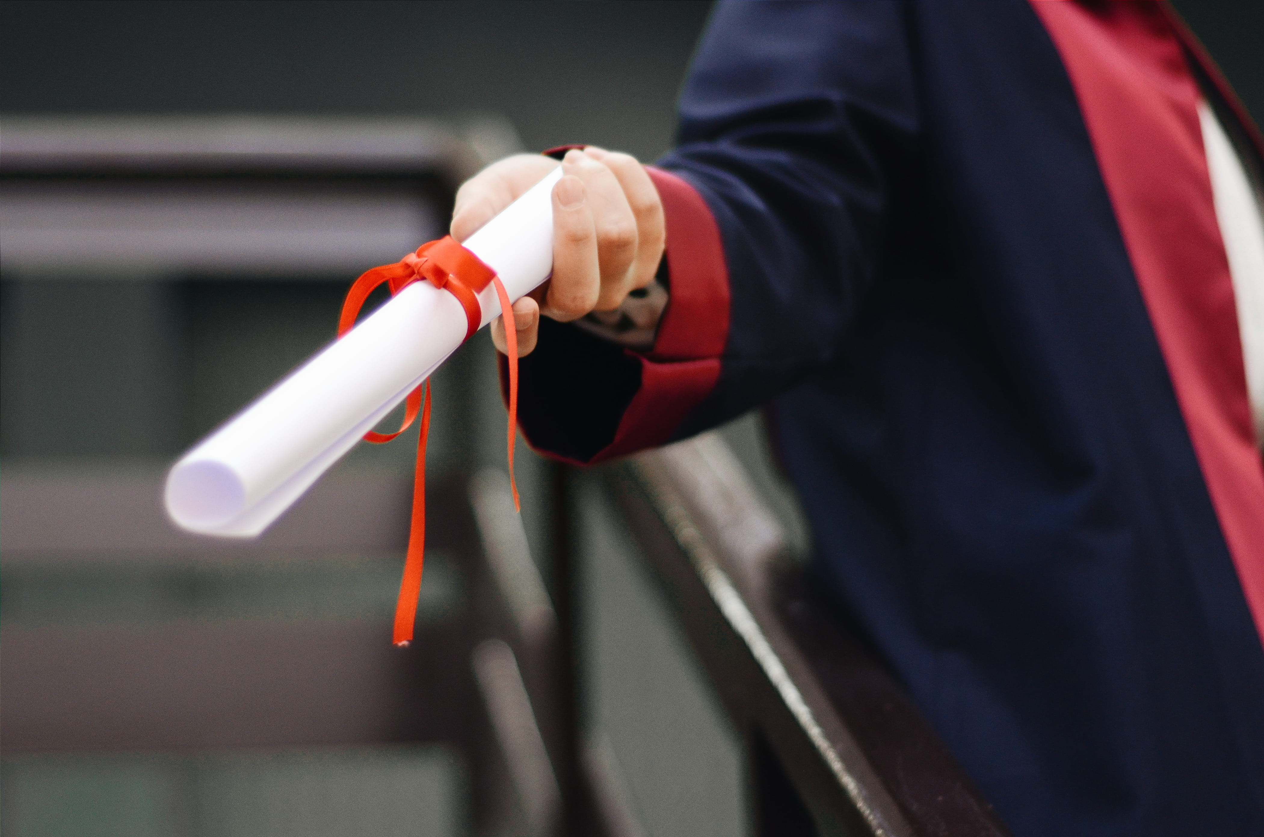 4K, hand, one person, preparation, focus on foreground, diploma, red, day, holding, scroll, clothing, white, accomplishment, outdoors, adult, men, standing, HD Wallpaper