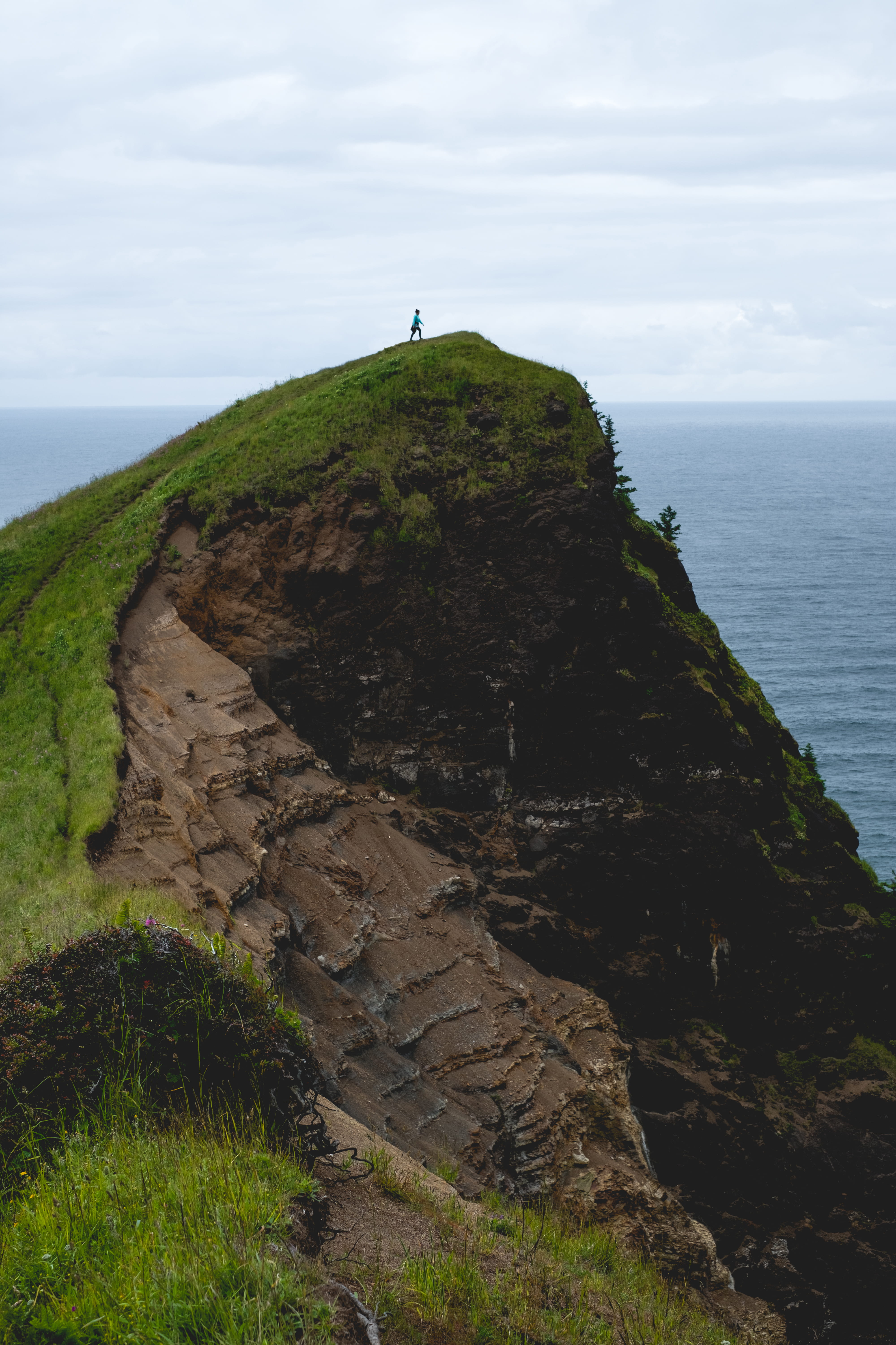 ocean, 5K, land, non-urban scene, scenics - nature, sky, pacific, rock - object, grass, oregon, trail, no people, accomplishment, plant, hiking, united states, Phone HD Wallpaper