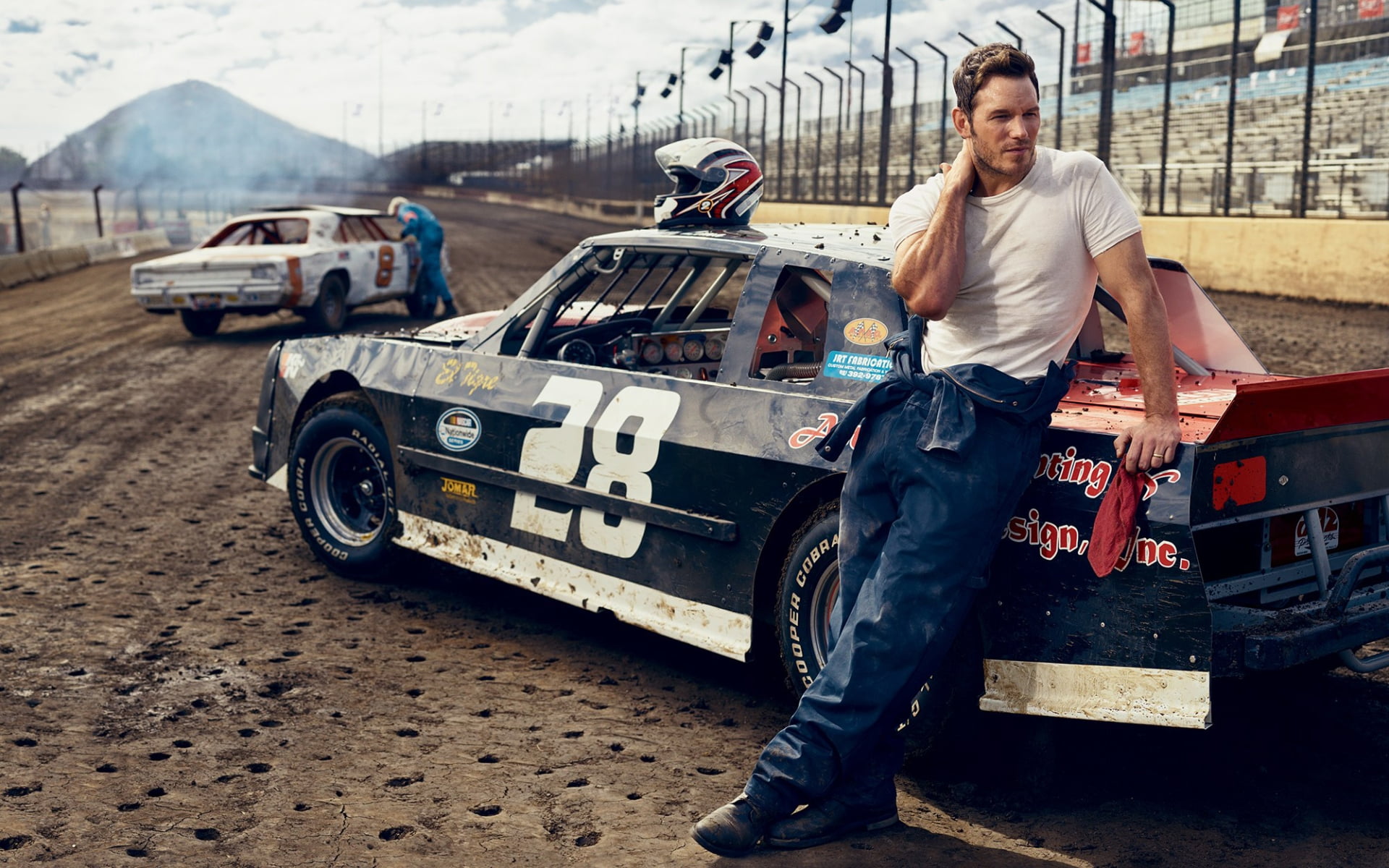 standing, mode of transportation, one person, young adult, vanity, race, motor vehicle, outdoors, chris pratt, day, Male Celebrities, front view, Hollywood Celebrities, HD Wallpaper