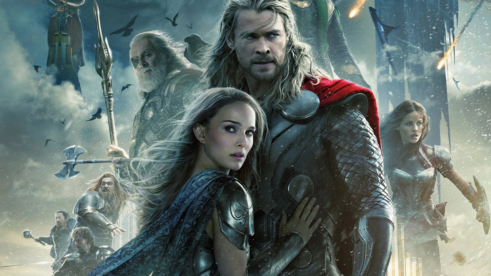 world, anthony, movies, dark, portman, thor, hd, 1080P, brunette, hemsworth, marvel, the, hopkins, chris, natalie, HD Wallpaper