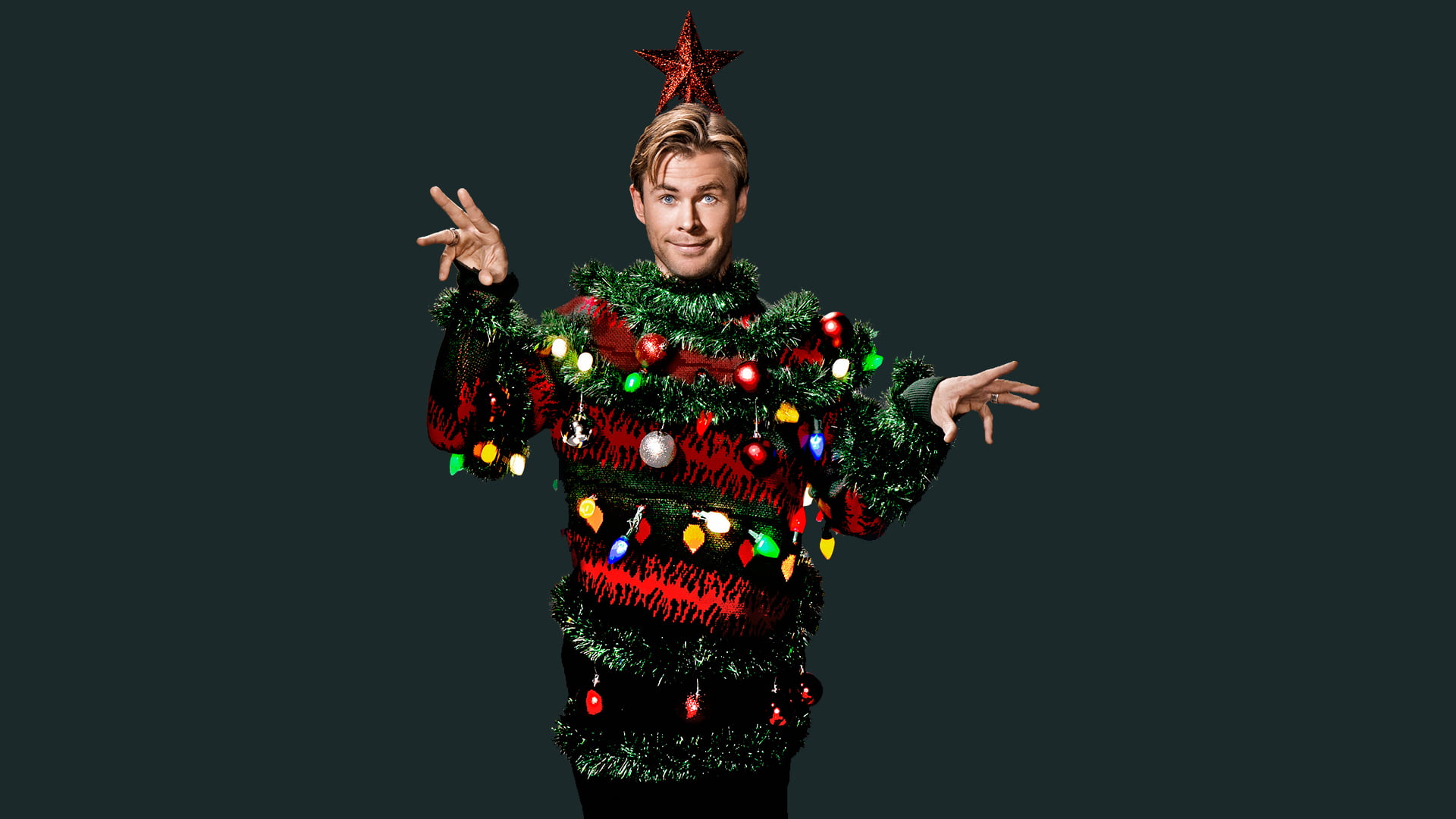 studio shot, lights, looking at camera, tree, Mary Ellen Matthews, SNL, decoration, standing, celebration, one person, portrait, arms raised, clothing, HD Wallpaper