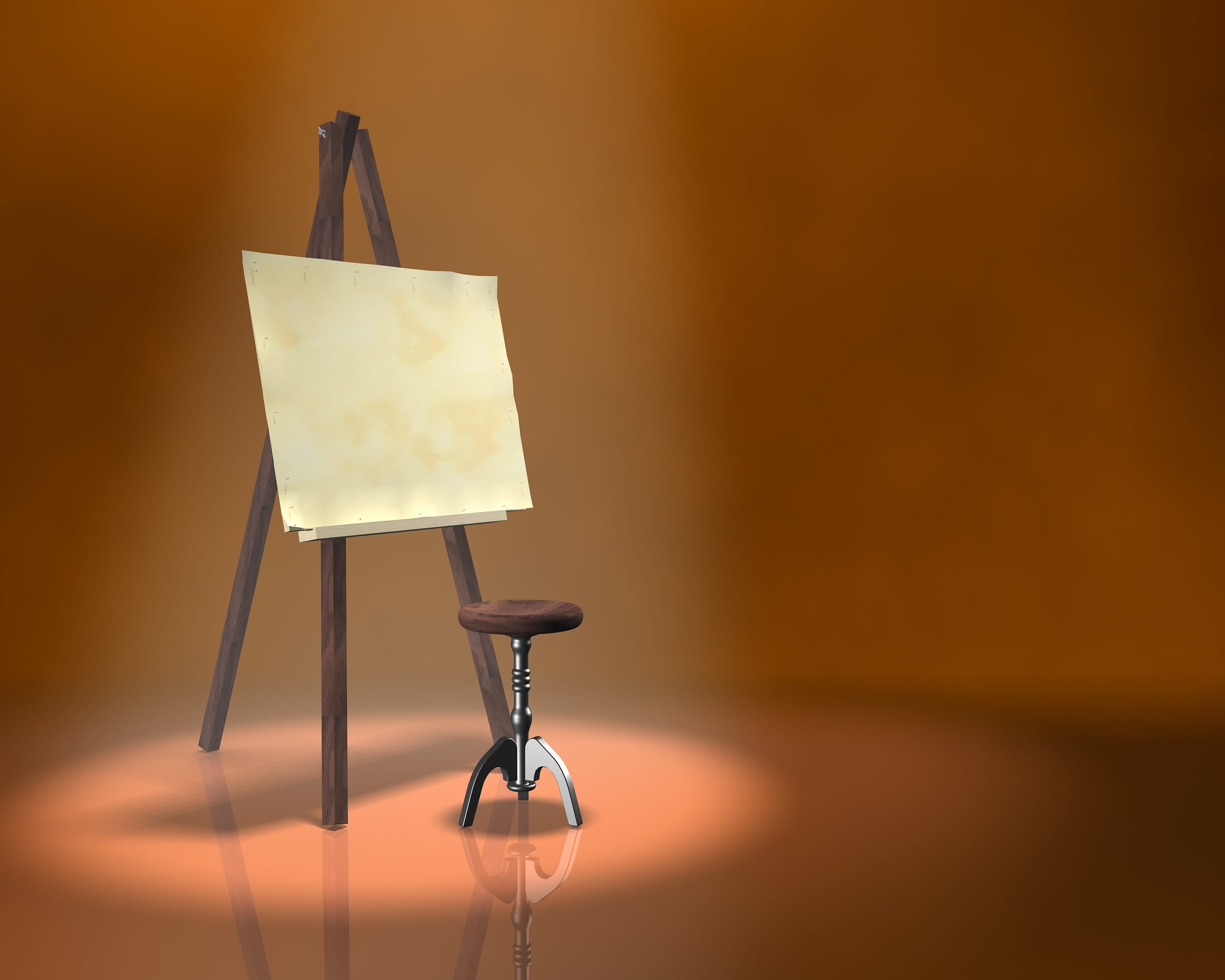 clear, work, table, metal, artistic, education, no people, backgrounds, orange color, brush, electric lamp, drawing, close-up, focus on foreground, 2K, HD Wallpaper