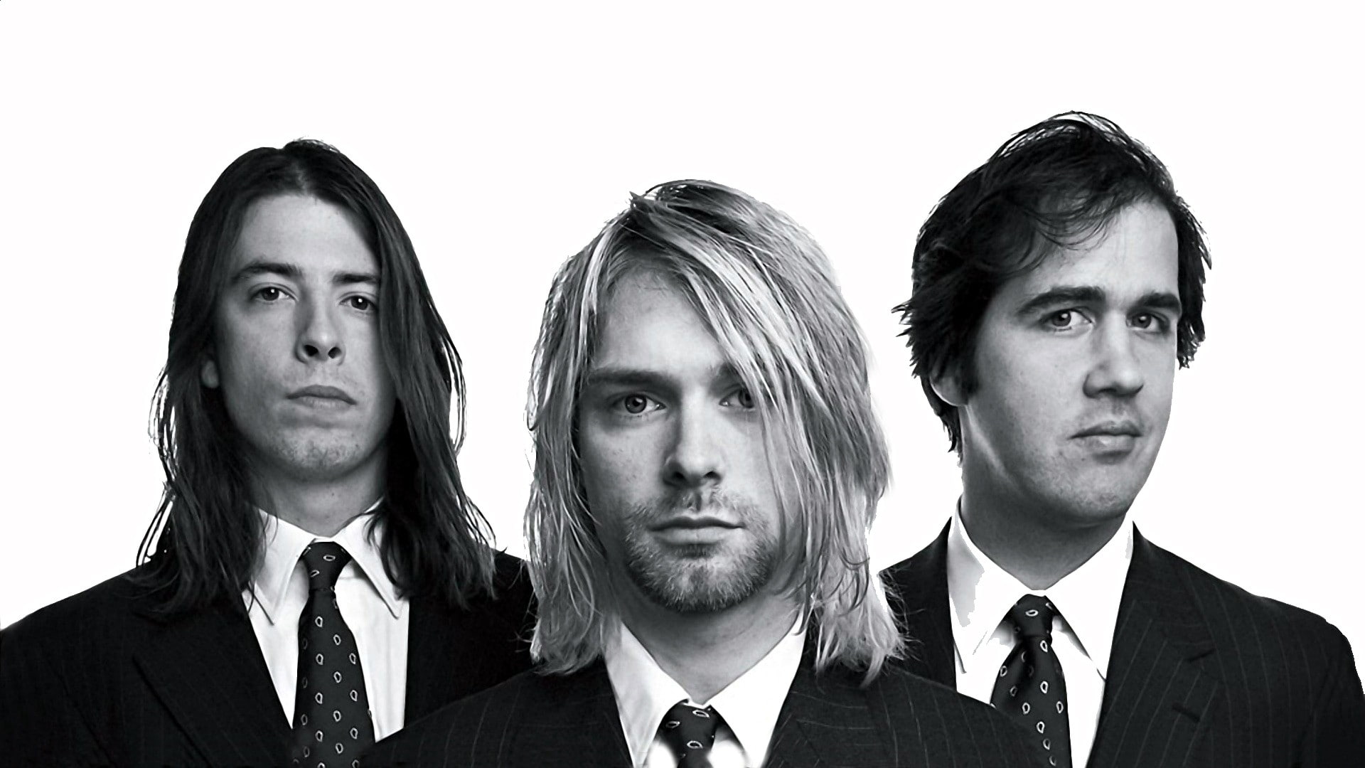 1080P, nirvana, krist, tv, hair, serie, hd, dave, art, entertainment, series, suits, kurt, rock, grayscale, long, novoselic, cobain, grunge, grohl, HD Wallpaper