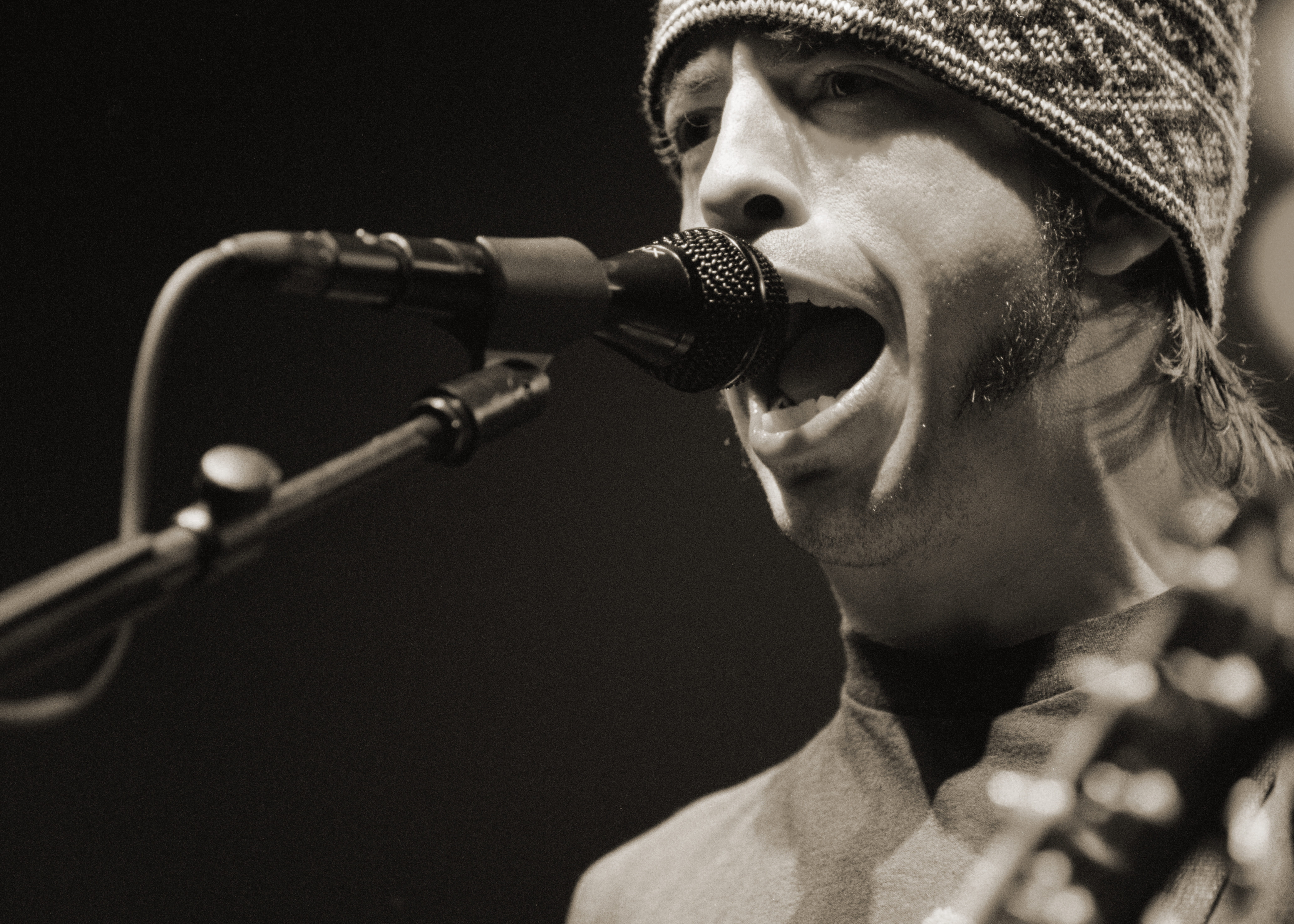 performance, studio, one person, arts culture and entertainment, headshot, recording studio, grayscale, foo fighters, music, singer, black background, talking, HD Wallpaper