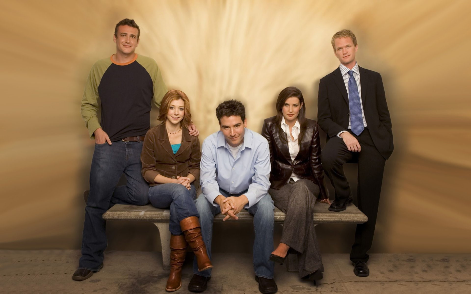 mature men, Josh Radnor, Alyson Hannigan, coworker, business, Neil Patrick Harris, front view, group of people, TV Show, women, Marshall Eriksen, adult, HD Wallpaper