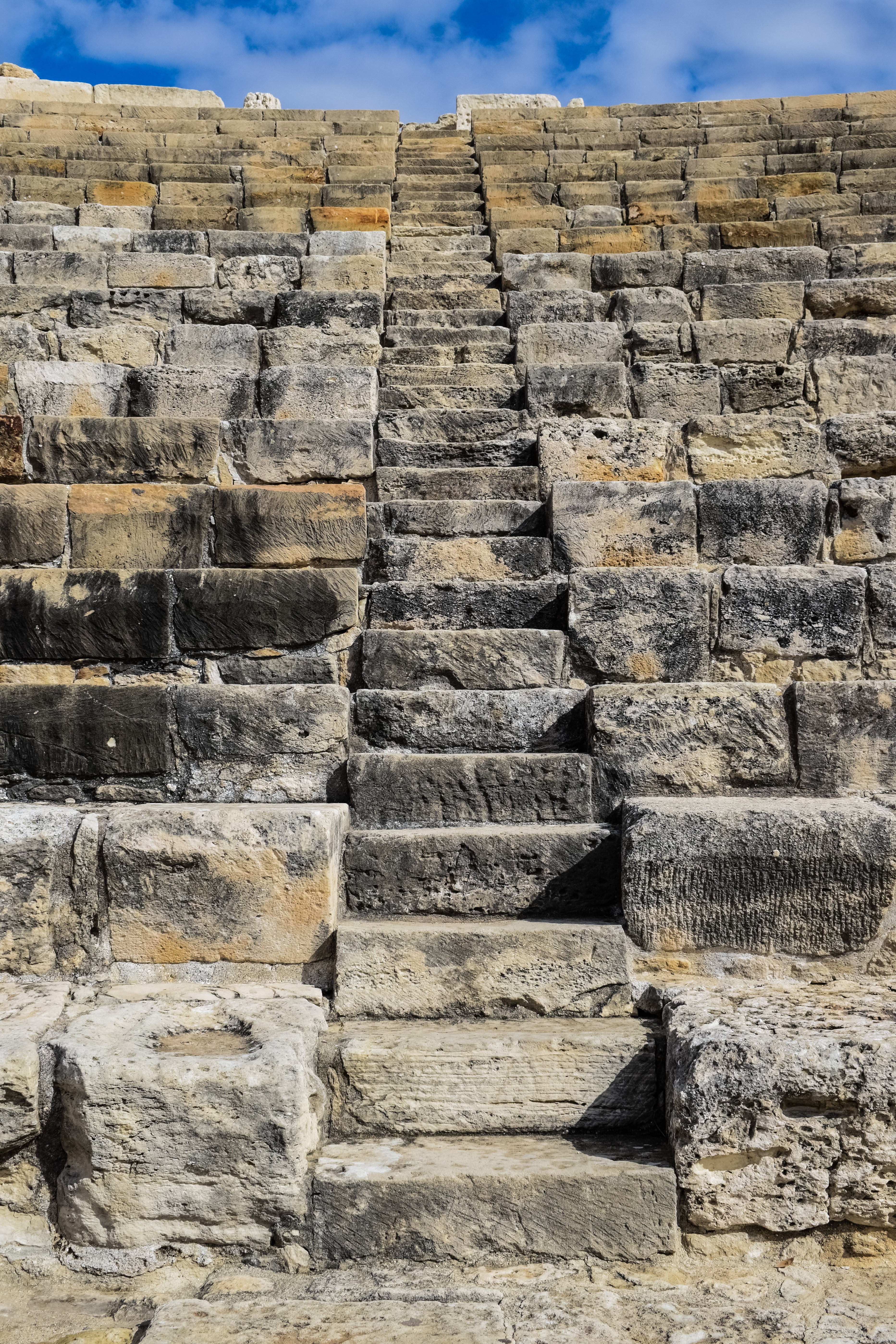 ancient theatre, sunlight, day, stone material, the past, architecture, ancient civilization, cloud - sky, sunny, old, effort, industry, stone wall, built structure, Phone HD Wallpaper