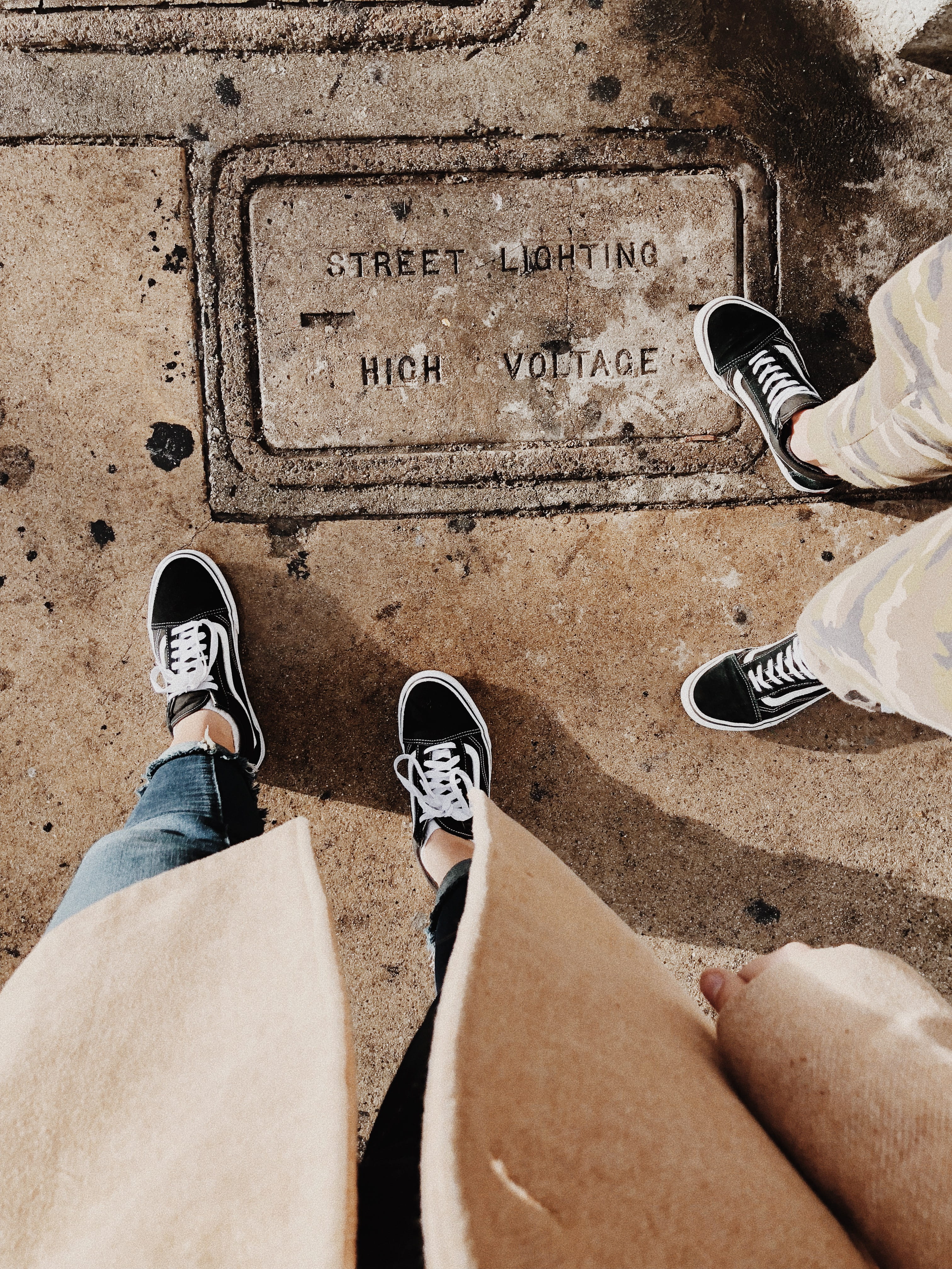 shoe, white, low section, directly above, low, sneaker, personal perspective, real people, van, sneakers, human leg, people, fashion, two, sidewalk, high angle view, Phone HD Wallpaper