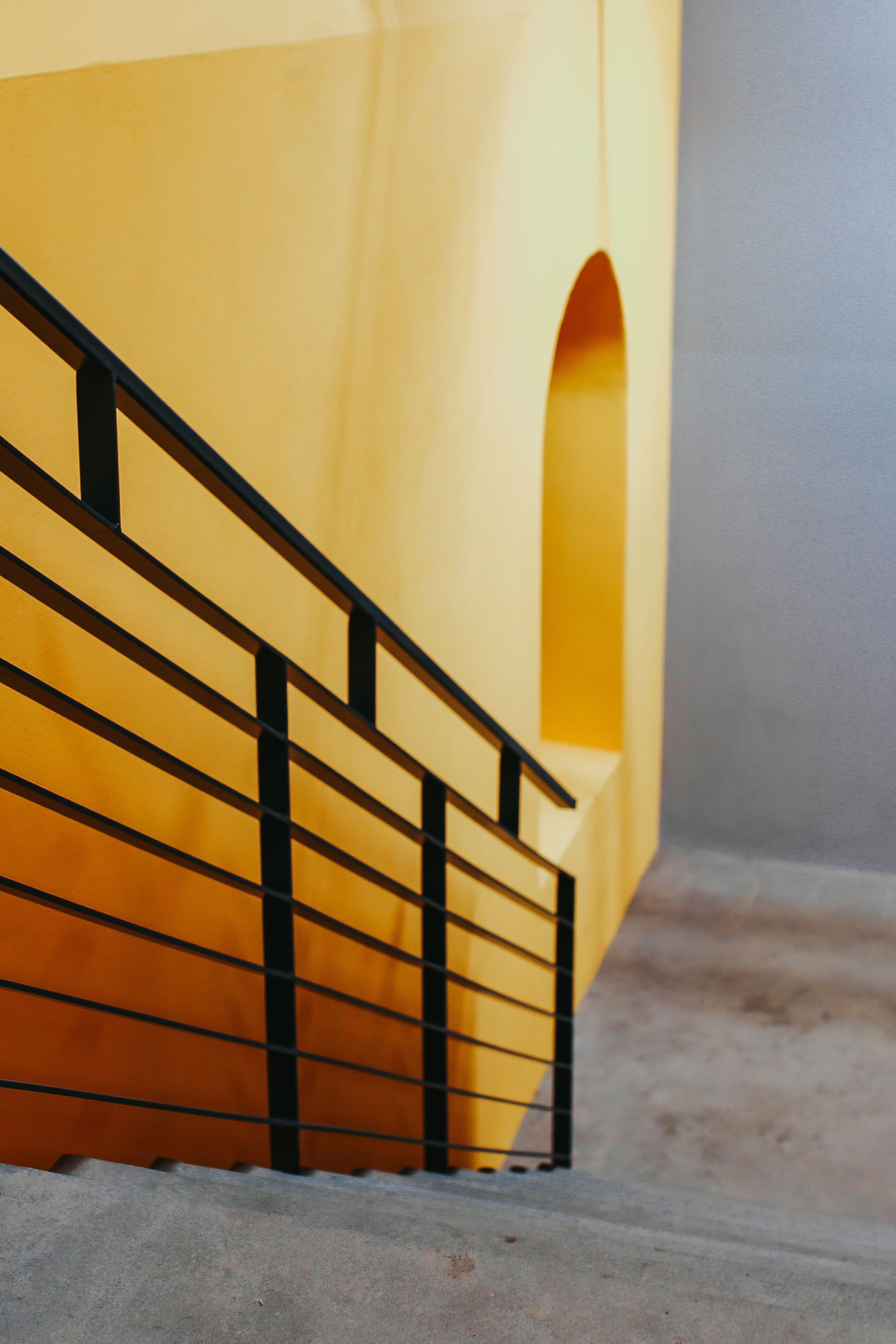 yellow, wall - Building Feature, architecture, protection, rail, handrail, metal, empty, built structure, day, steps, Staircase, cold temperature, steps and staircases, Phone HD Wallpaper