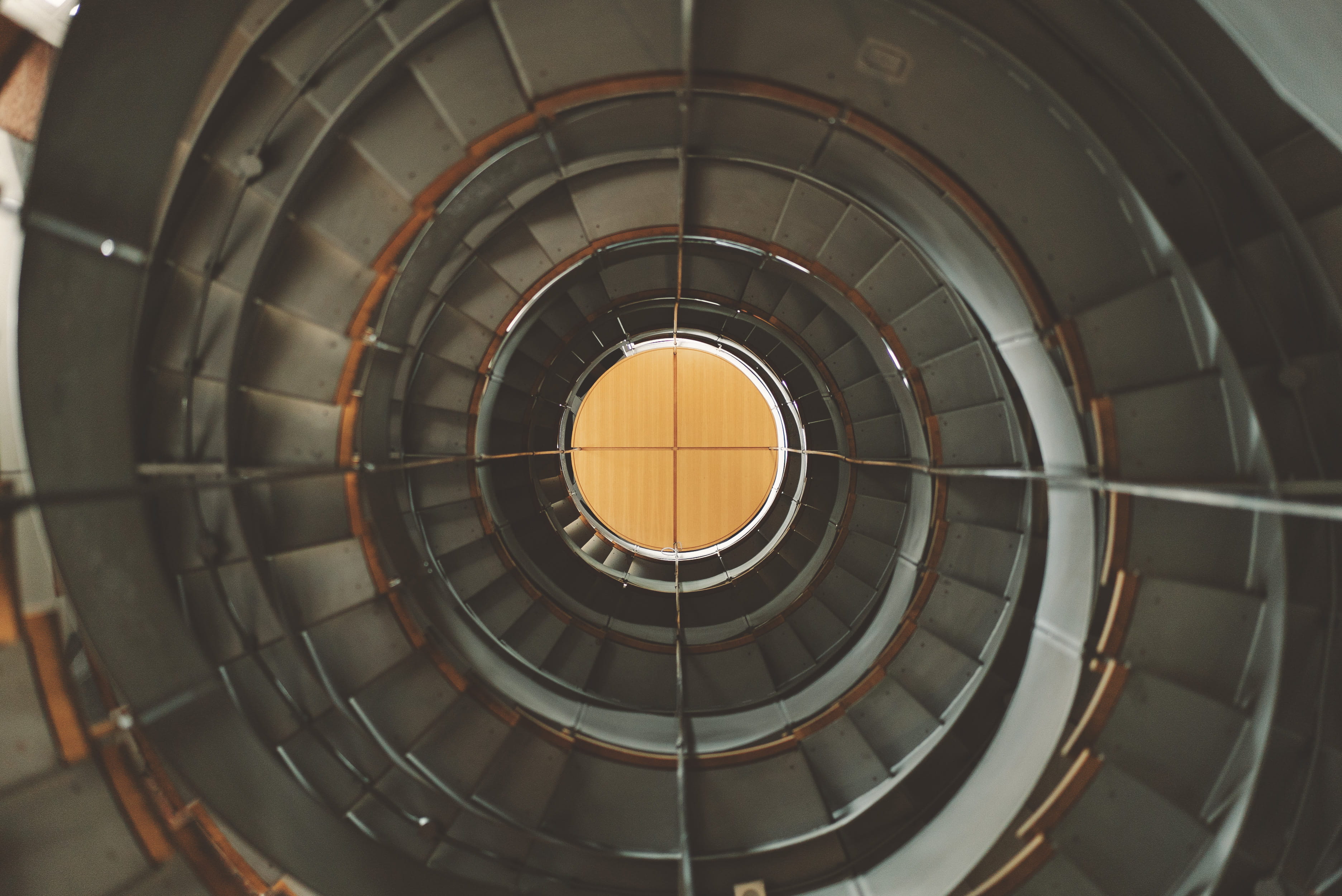futuristic, steps, circle, circular, stair, metal, 2K, backgrounds, interior, spiral Staircase, ceiling, museum, no People, glasgow, pattern, curve, geometric, HD Wallpaper