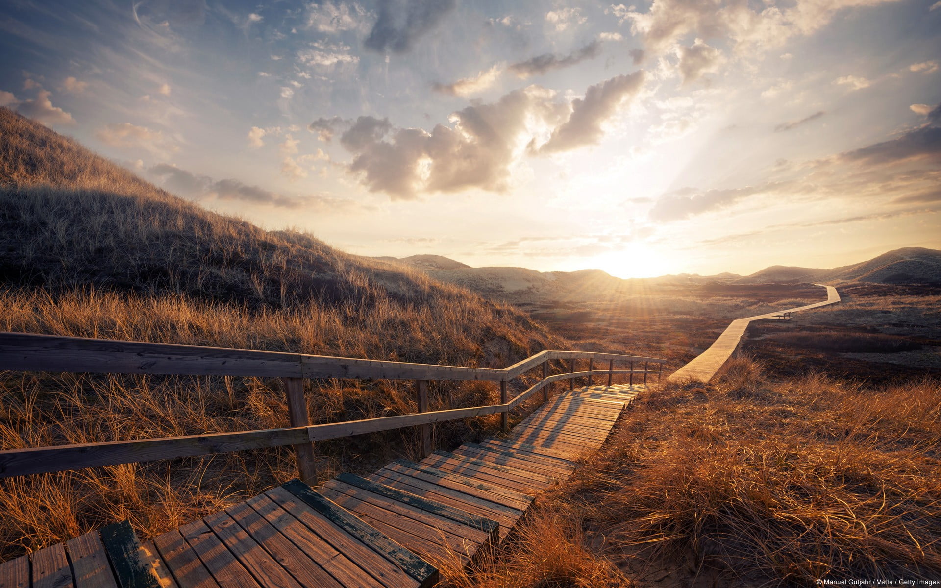 water, no people, direction, path, sky, stairs, idyllic, 1080P, scenics - nature, tranquility, cloud - sky, sunlight, tranquil scene, nature, non-urban scene, HD Wallpaper
