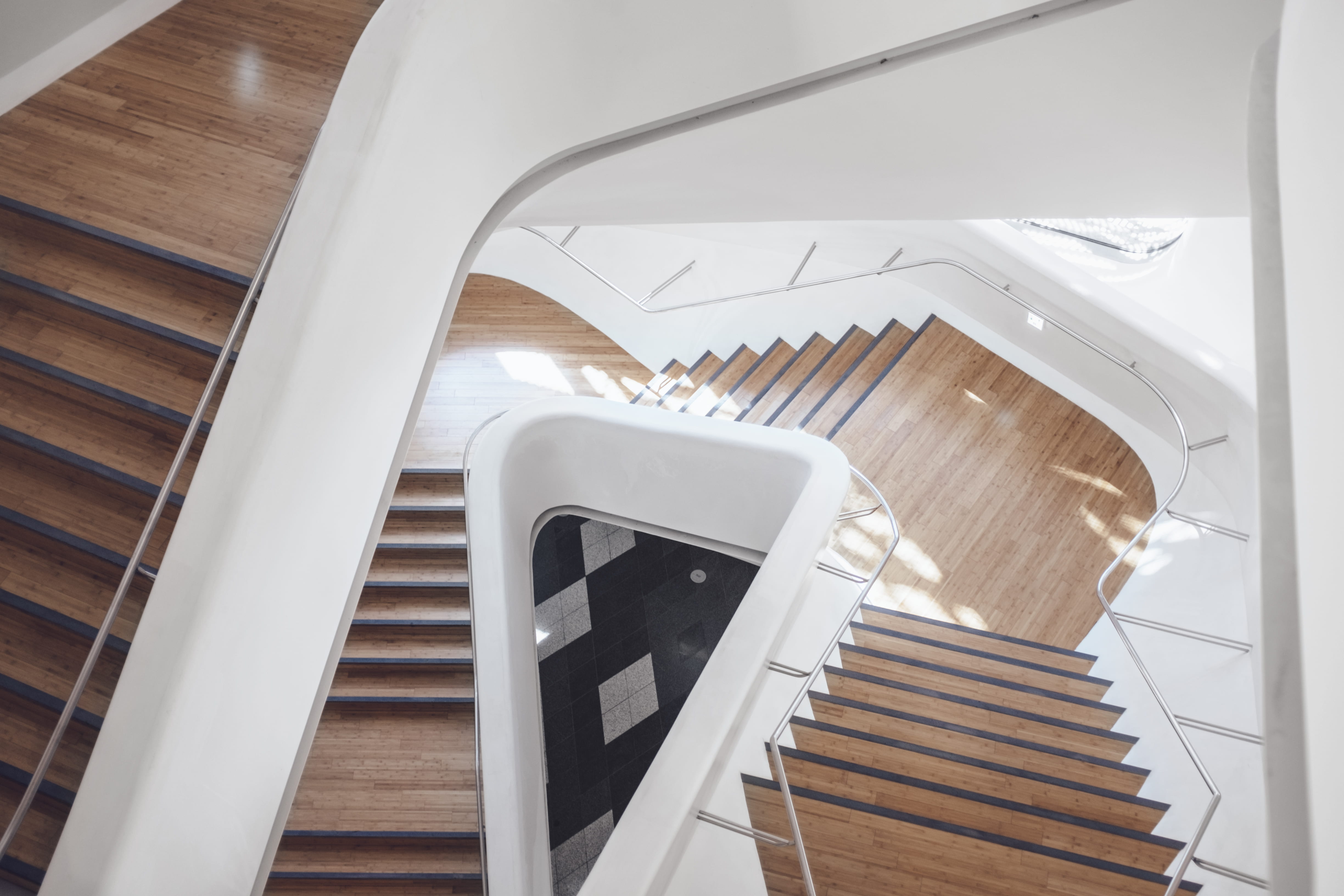 view, minimal, 4K, built structure, design, interior, structure, top, stairs, stair, absence, staircase, moving down, stairway, no people, home showcase interior, HD Wallpaper