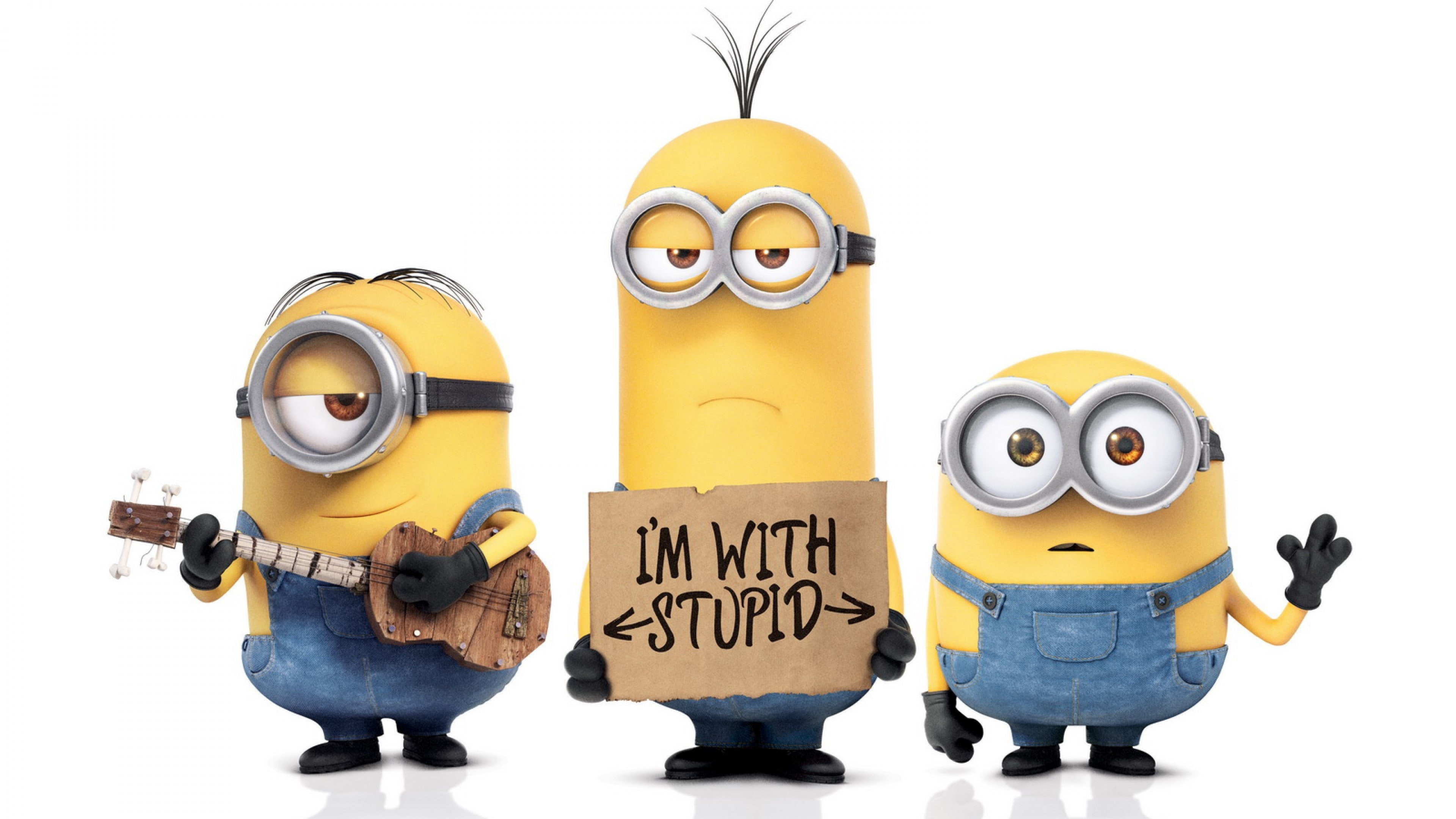 people, economy, humor, robot, yellow, cartoon, men, child, full length, sign, white background, 4K, childhood, minions 4k windows background, adult, fun, HD Wallpaper