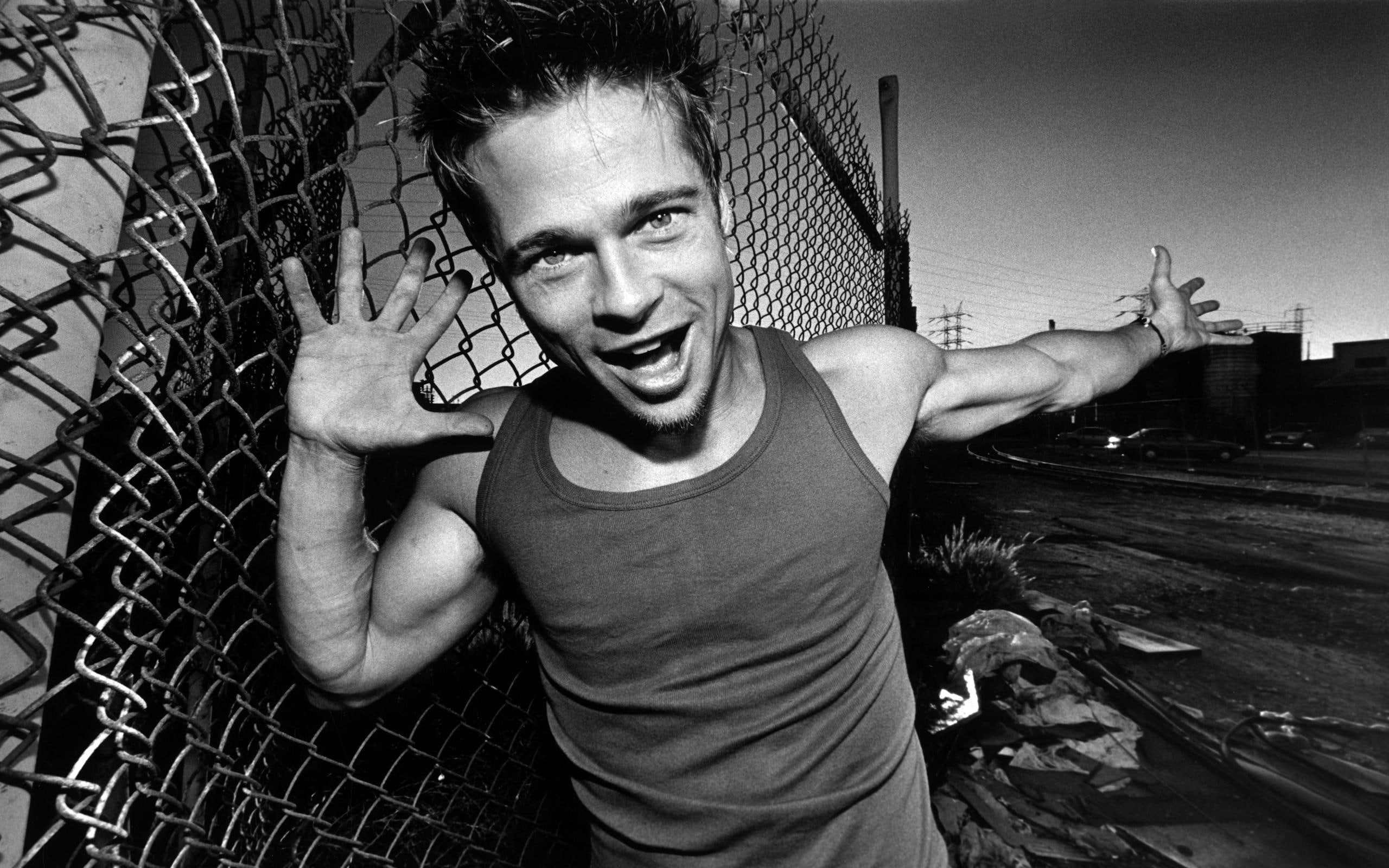 celebrity, black, brad, emotion, 2K, gesture, white, brad pitt, pitt, black and white, HD Wallpaper