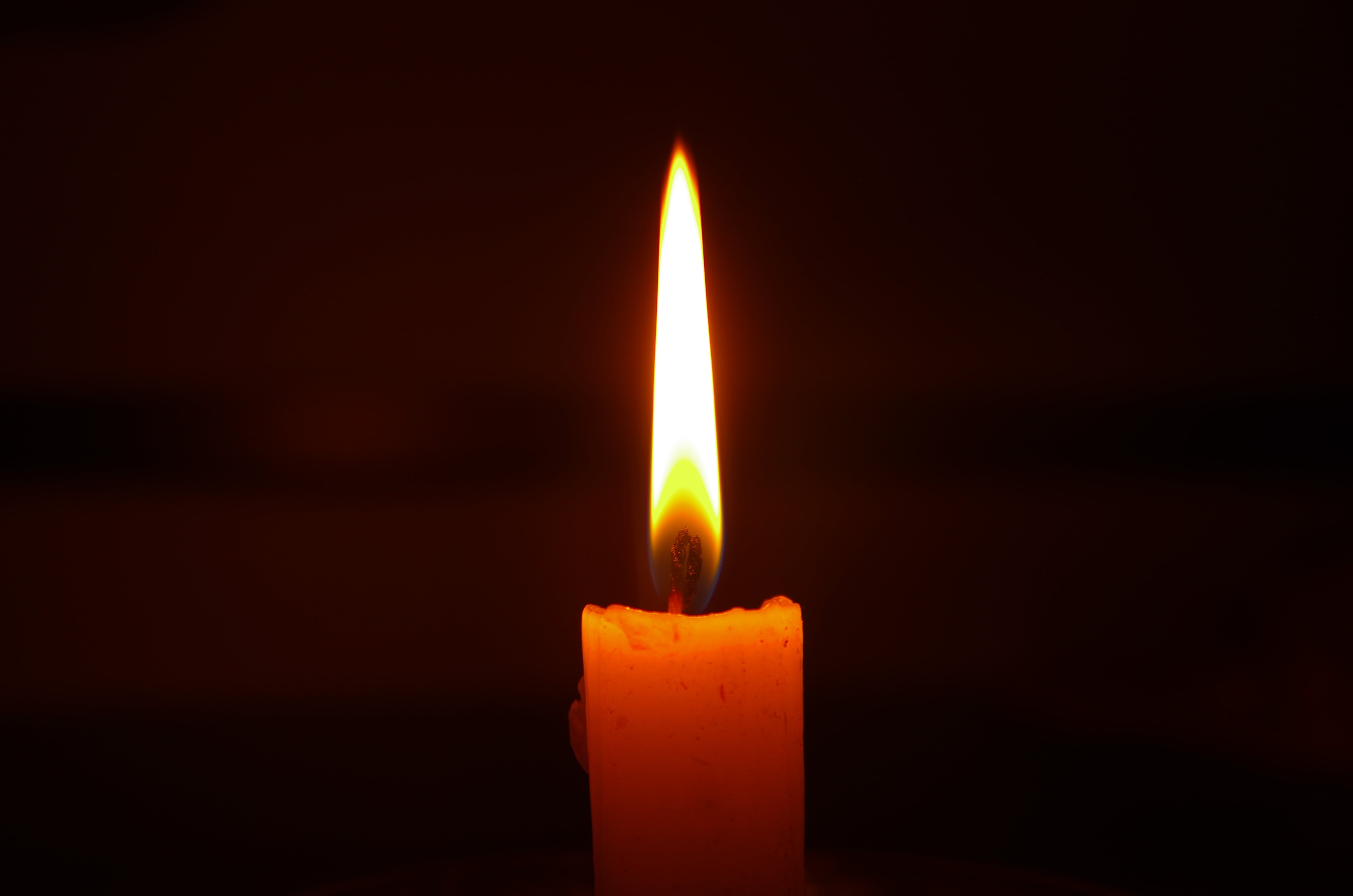 studio shot, nature, heat - temperature, luminosity, fire - Natural Phenomenon, indoors, dark, candle, religion, black background, wax, orange color, copy space, HD Wallpaper