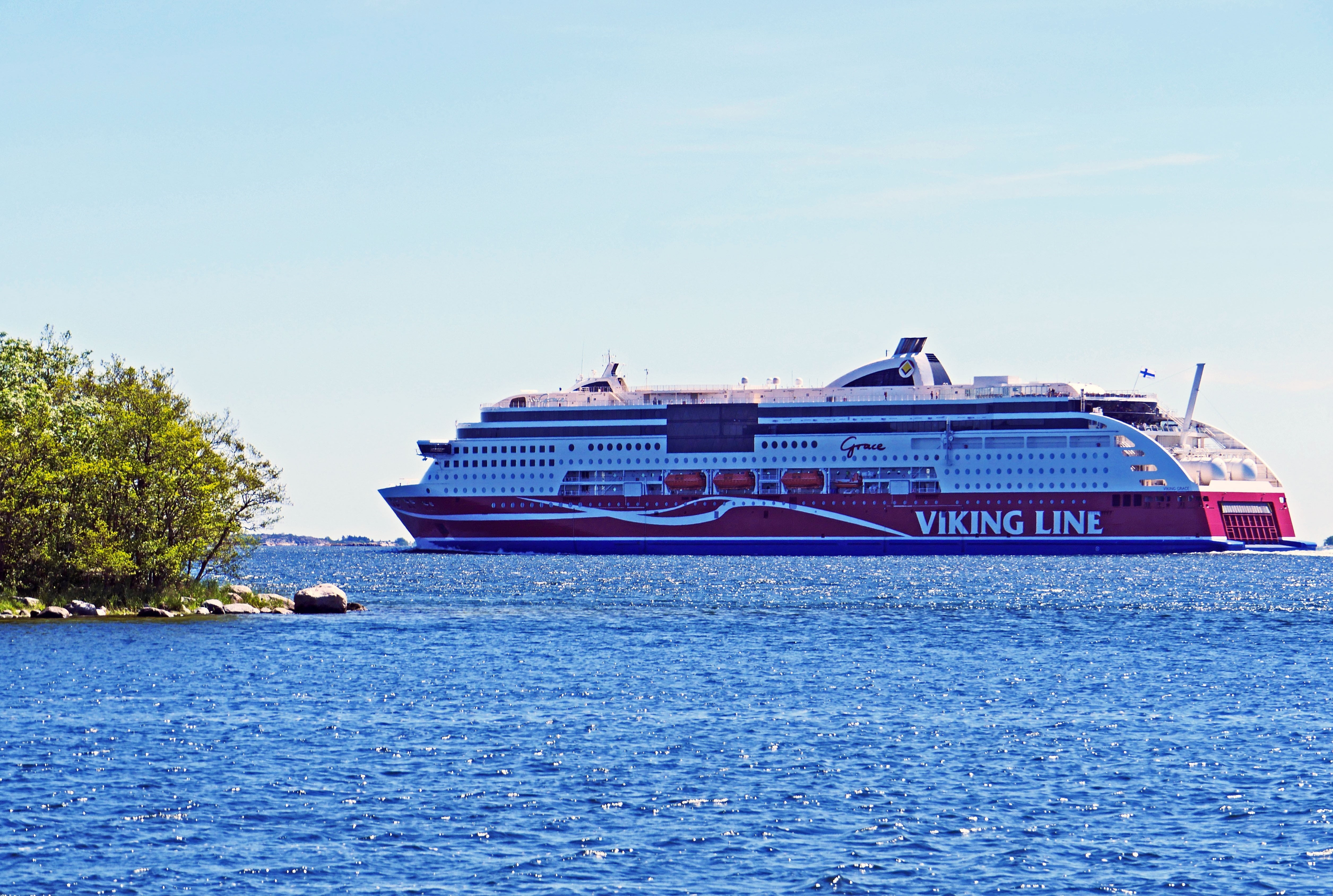 sky, outdoors, clear sky, luxury, finnish, passenger craft, no people, scandinavia, cruise ship, deep-sea ferry, mode of transportation, architecture, baltic sea, HD Wallpaper