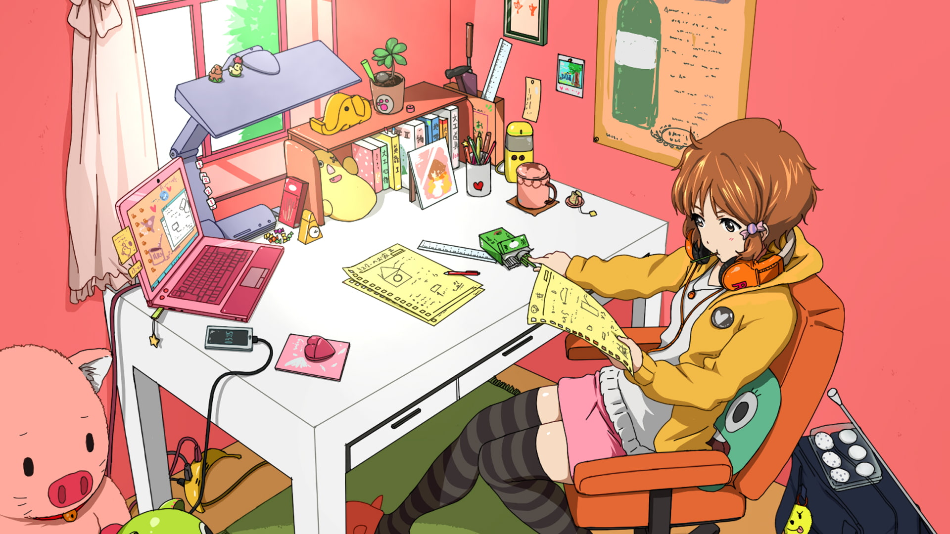 1080P, Tamako Market, Makino Kanna, room, anime girls, HD Wallpaper