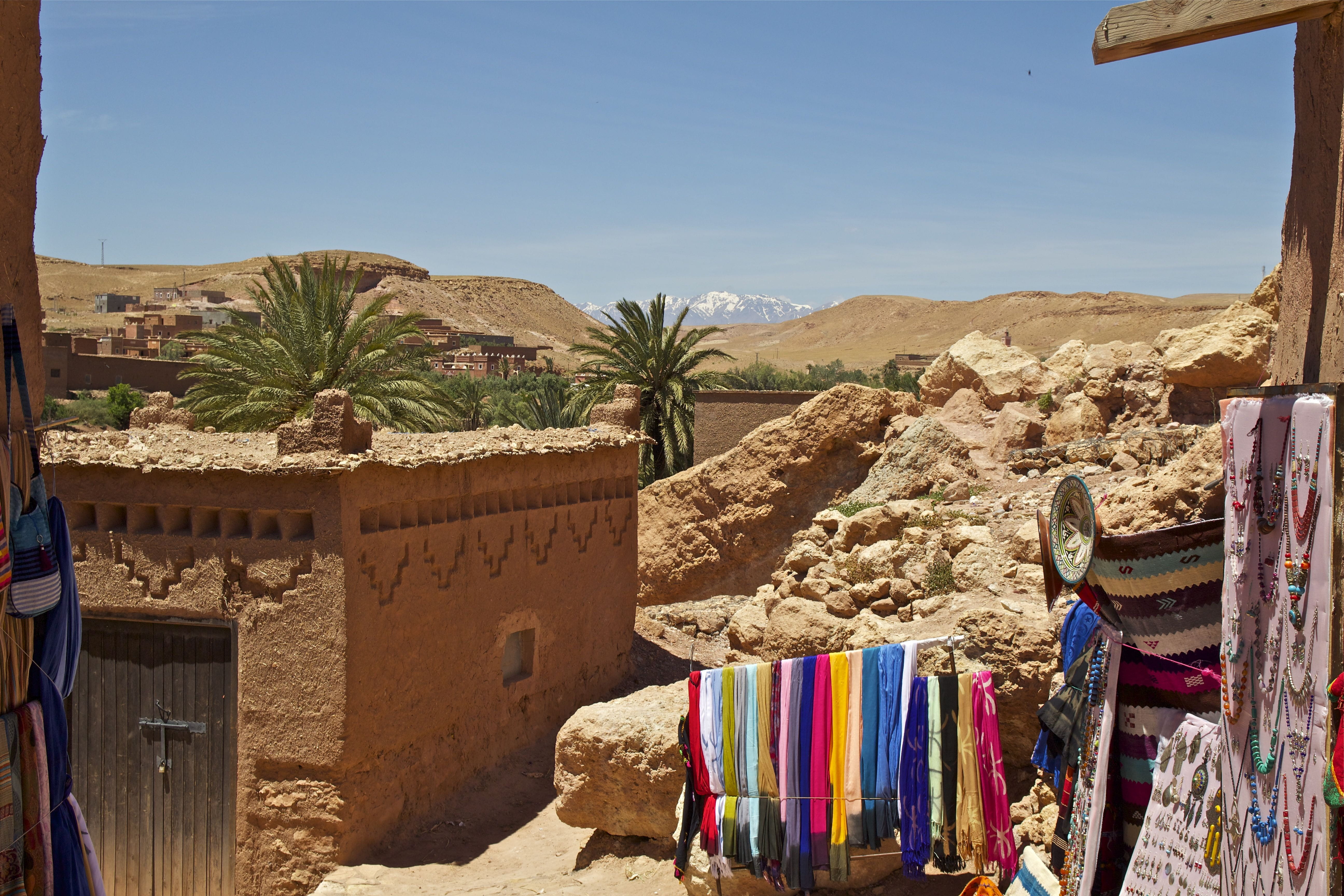 building exterior, clear sky, nature, sky, mountain, historic building, orient, silent, arabic, oriental, places of interest, day, la kasbah, sun, market, HD Wallpaper