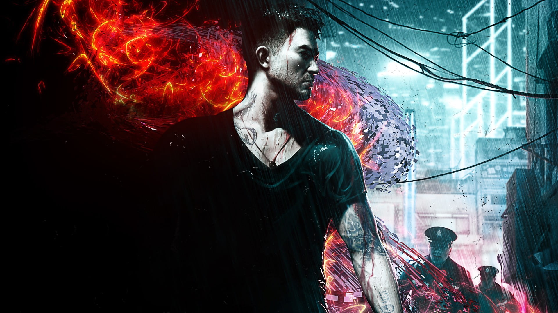 Sleeping Dogs, occupation, shirt, front view, scoop, one person, celebration, halloween, video games, night, men, nature, real people, human body part, HD Wallpaper