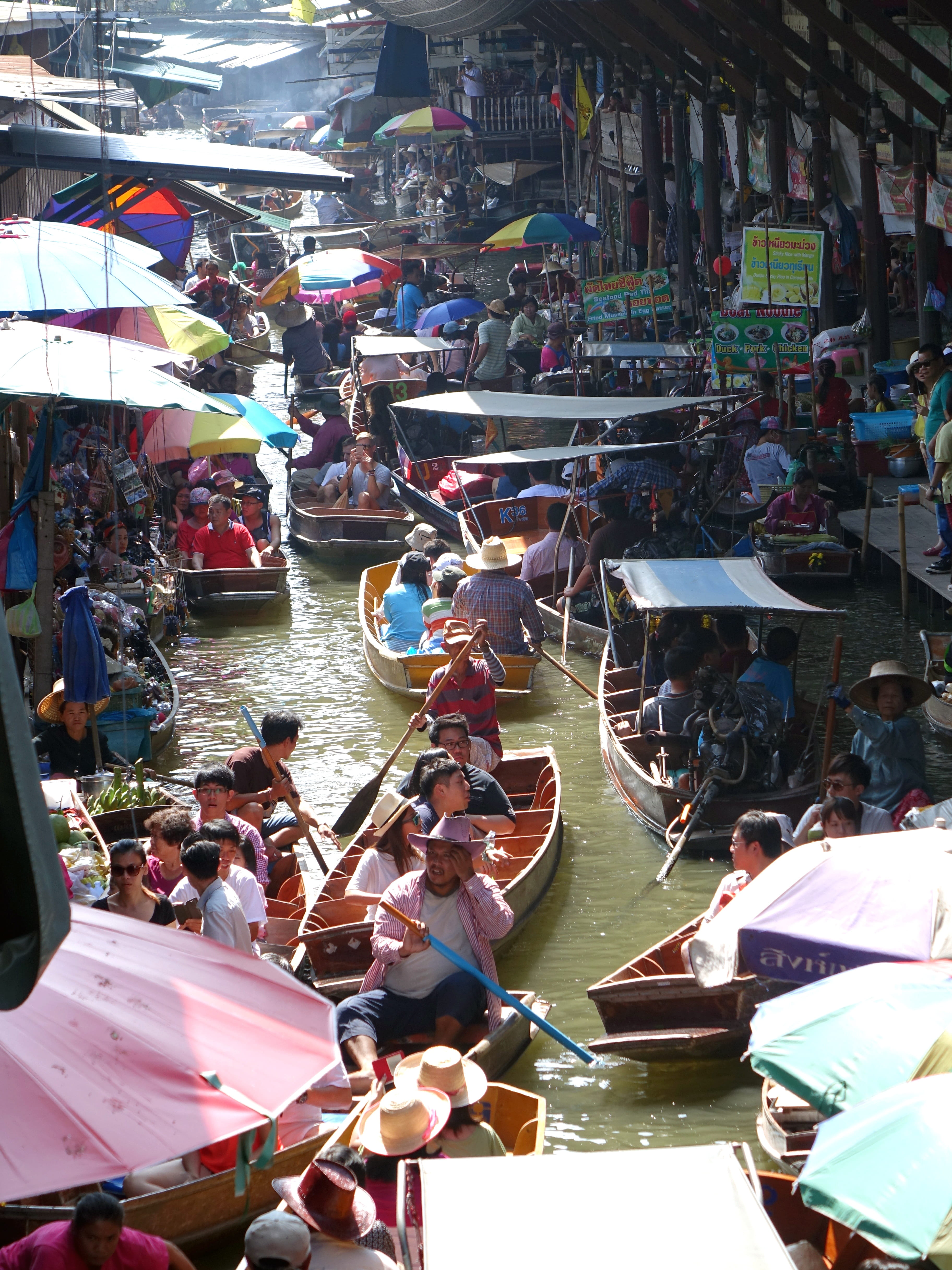 architecture, day, men, adult, sunny, water, boat, food, travel, transportation, high angle view, wooden, river, 4K, market, people, floating, women, asia, Phone HD Wallpaper