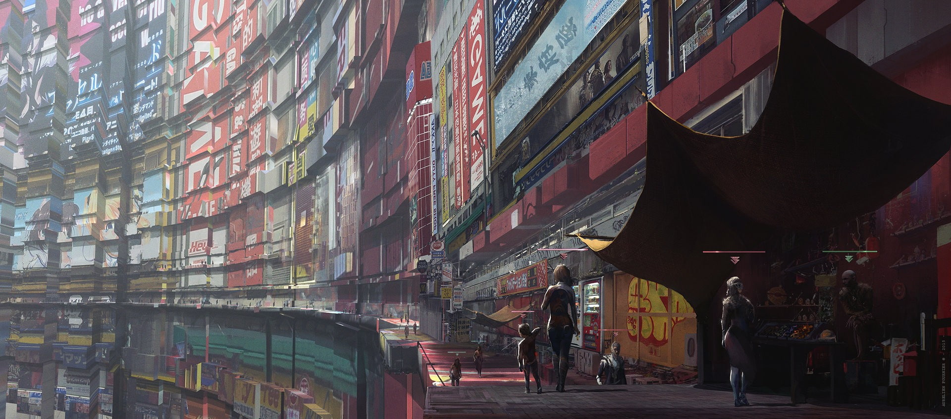 markets, 1080P, concept art, science fiction, artwork, HD Wallpaper