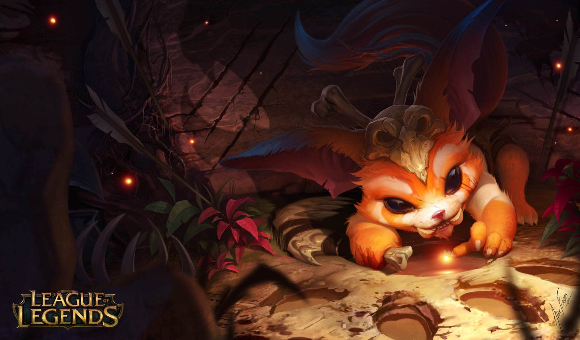 Gnar, the game, LoL, art, Alex Flores, the Missing Link, League of Legends, 1080P, HD Wallpaper