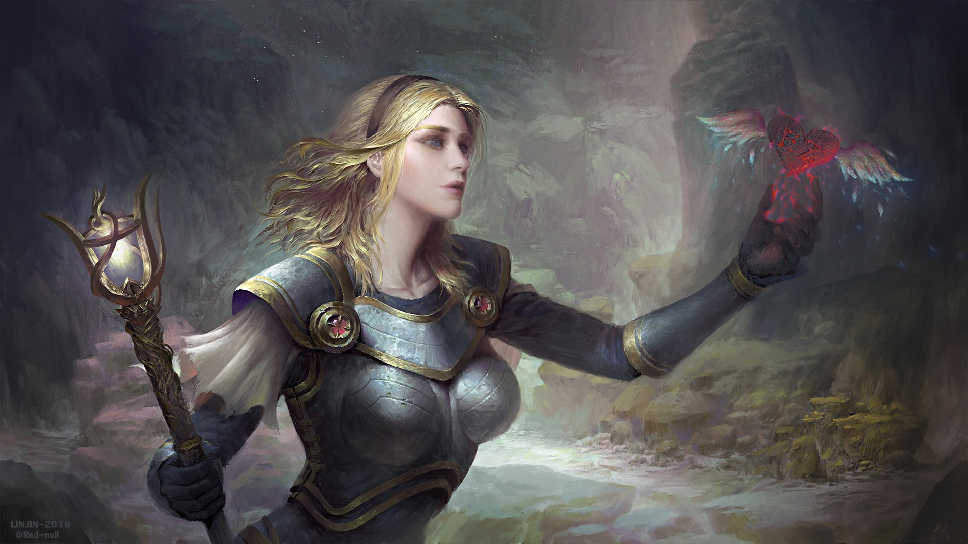 1080P, fantasy art, warrior, Lux (League of Legends), HD Wallpaper
