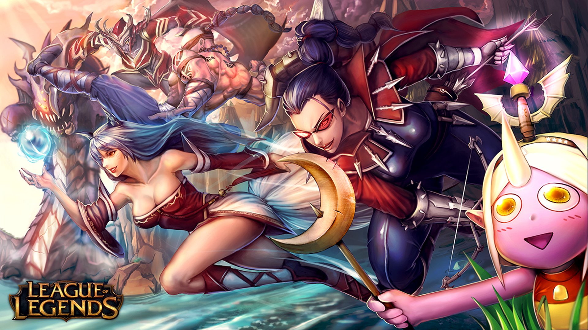 Shyvana (League Of Legends), Vayne (League Of Legends), Video Game, 1080P, League Of Legends, Lee Sin (League Of Legends), Ahri (League Of Legends), HD Wallpaper