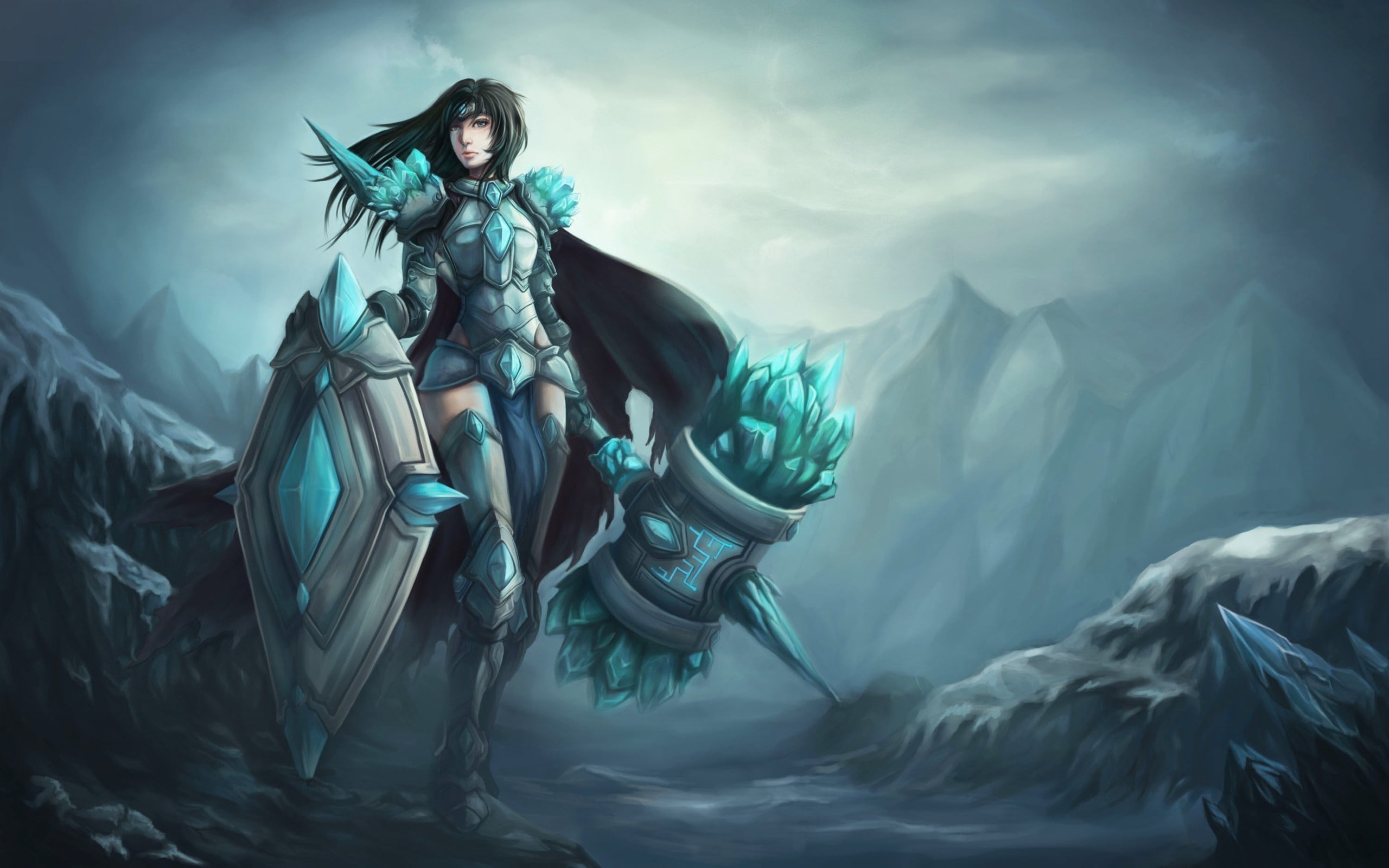 2K, art and craft, clothing, fog, angel, beauty in nature, human representation, women, adult, league of legends taric, classical style, cloud - sky, fantasy, HD Wallpaper