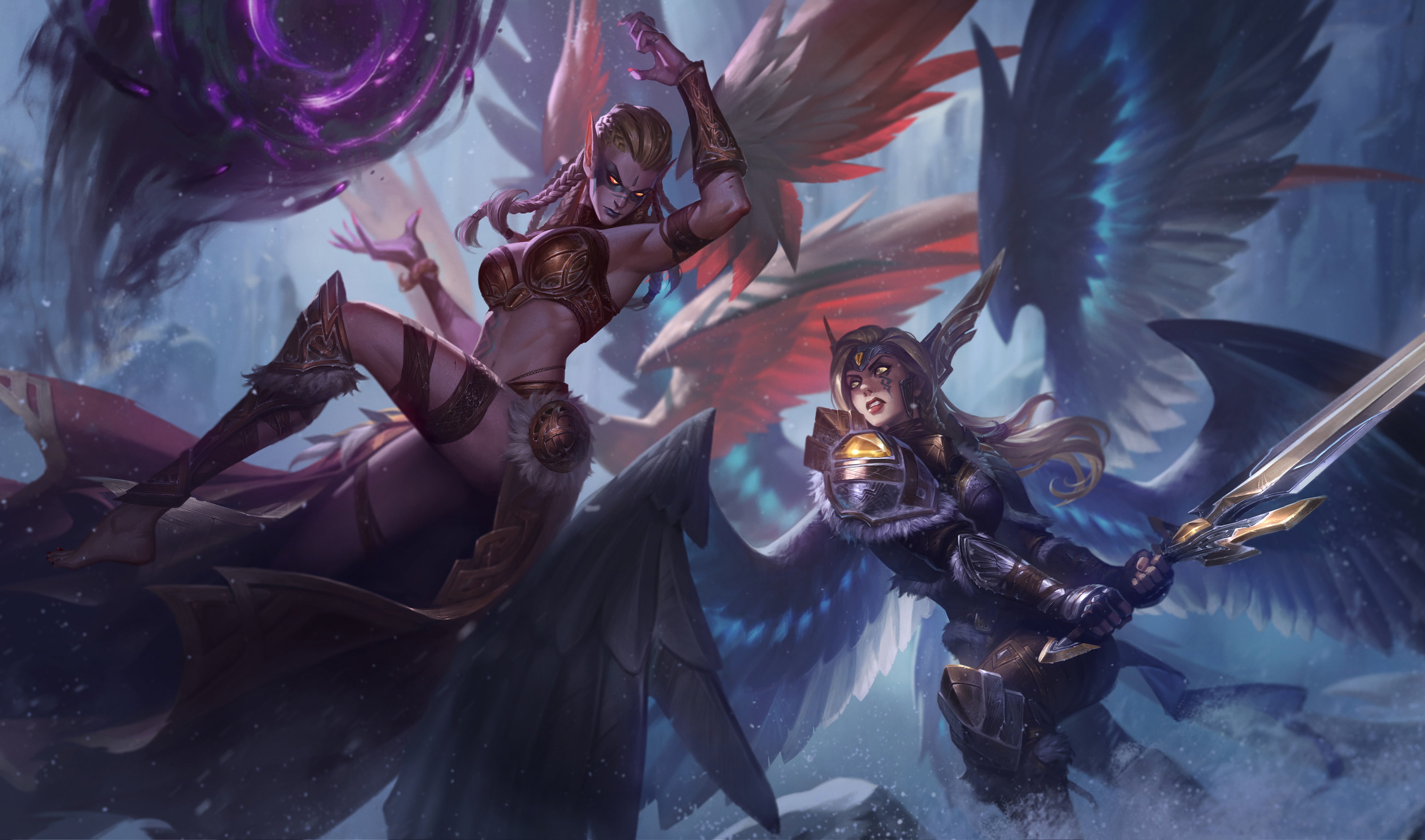 Morgana (League of Legends), Kayle (League of Legends), 4K, League of Legends, HD Wallpaper