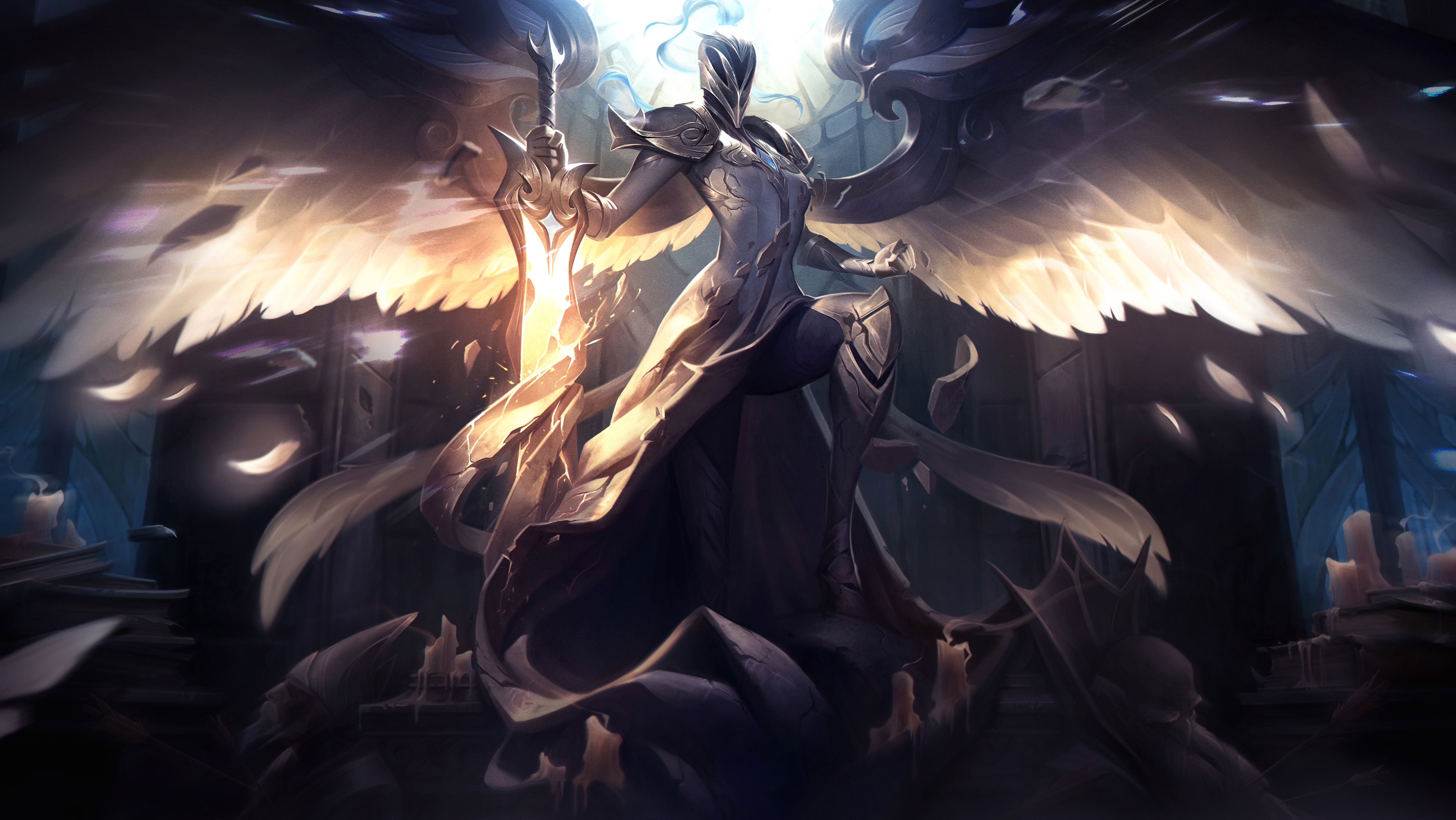 Kayle (League of Legends), 4K, video game characters, video game art, HD Wallpaper