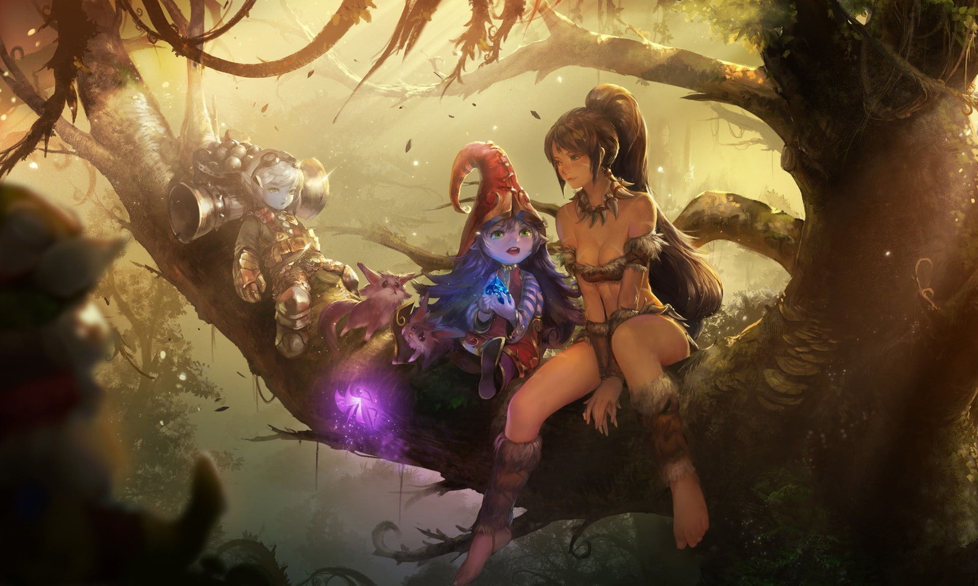 Tristana, Nidalee, 1080P, Lulu, League Of Legends, Trees, HD Wallpaper