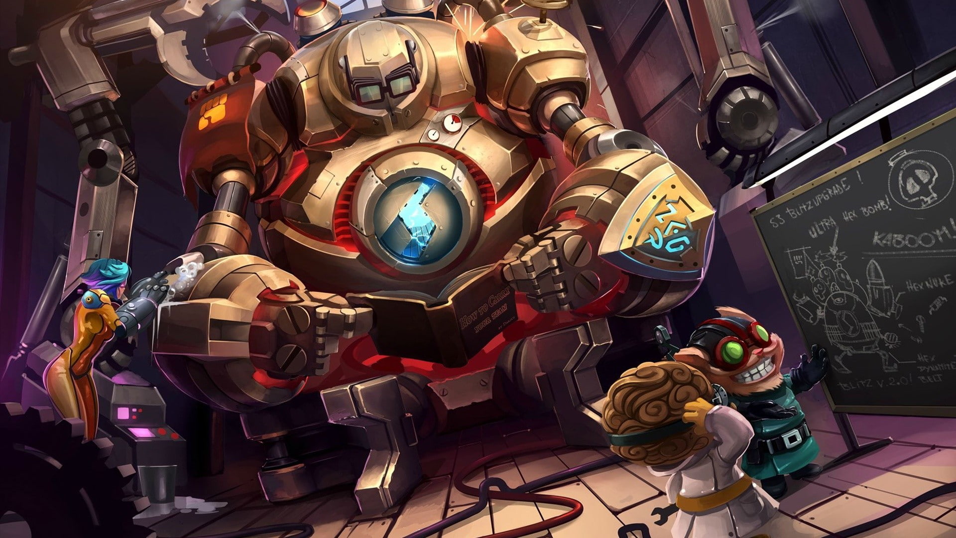 Heimerdinger, Ziggs, Vi (League of Legends), League of Legends, Asian, Blitzcrank, 1080P, HD Wallpaper
