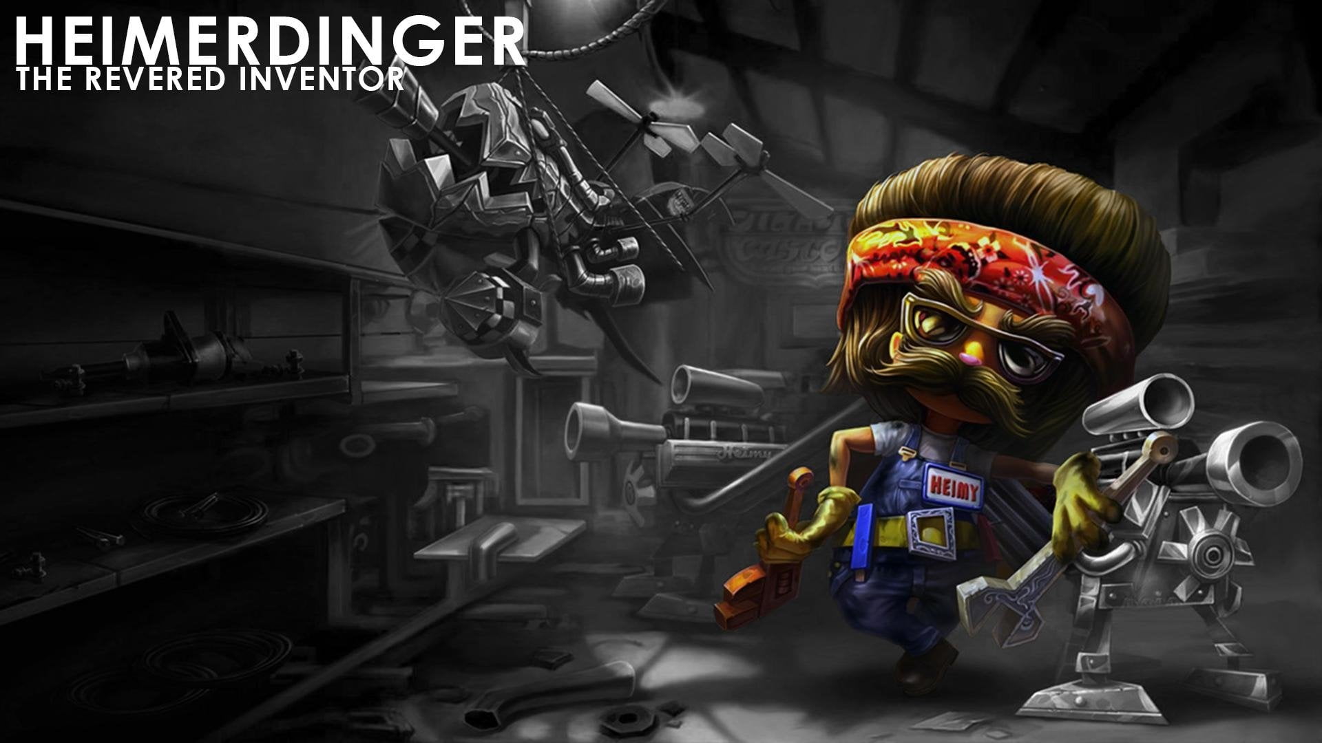 humor, 1080P, front view, Heimerdinger (League Of Legends), representation, domestic room, Video Game, fun, close-up, indoors, spooky, human representation, HD Wallpaper