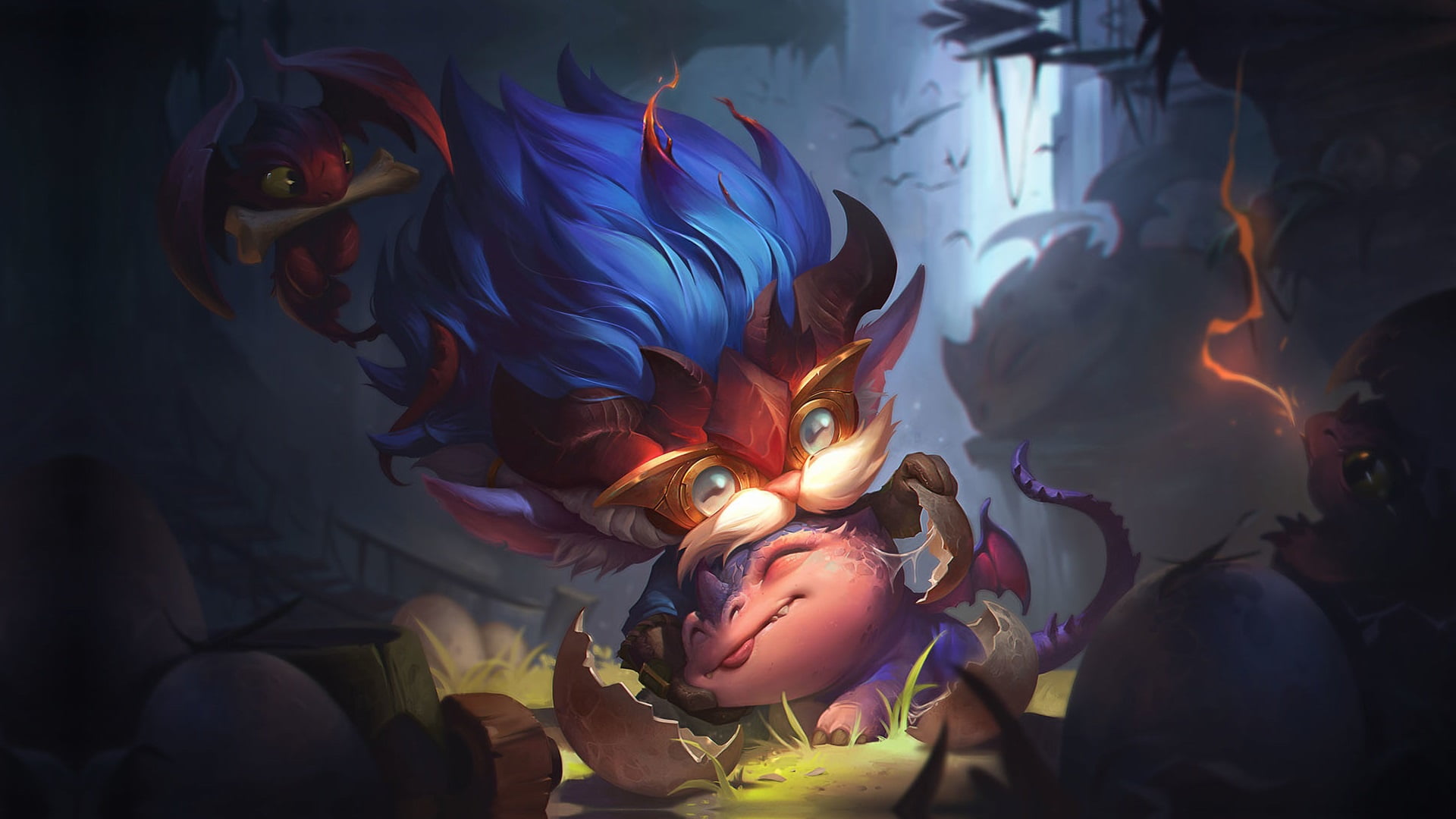 Dragon Trainer Heimerdinger, Riot Games, dragon, the game, fantasy, 1080P, eague of Legends, champion, childrens, League Of Legends, baby, art, Heimerdinger, HD Wallpaper