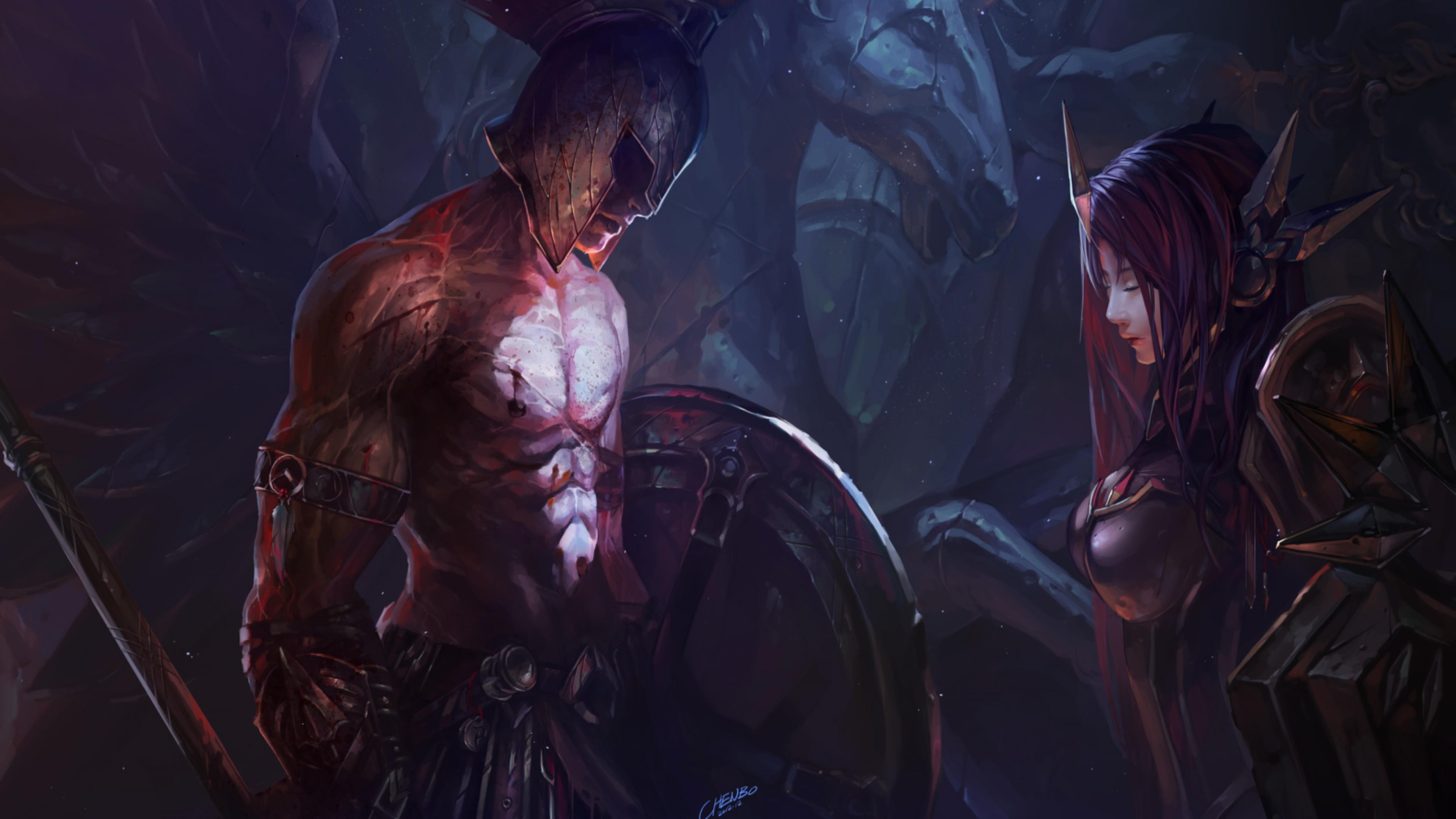 Leona (League of Legends), video games, 4K, digital art, warrior, Pantheon (League of Legends), Chenbo, Leona, fantasy art, League of Legends, HD Wallpaper