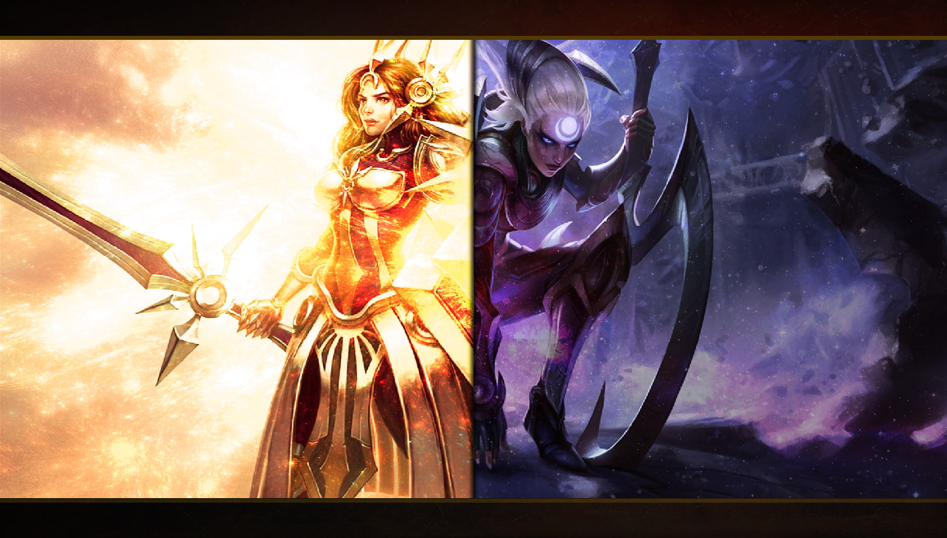 Leona (League of Legends), 720P, collage, Diana, video games, League of Legends, HD Wallpaper