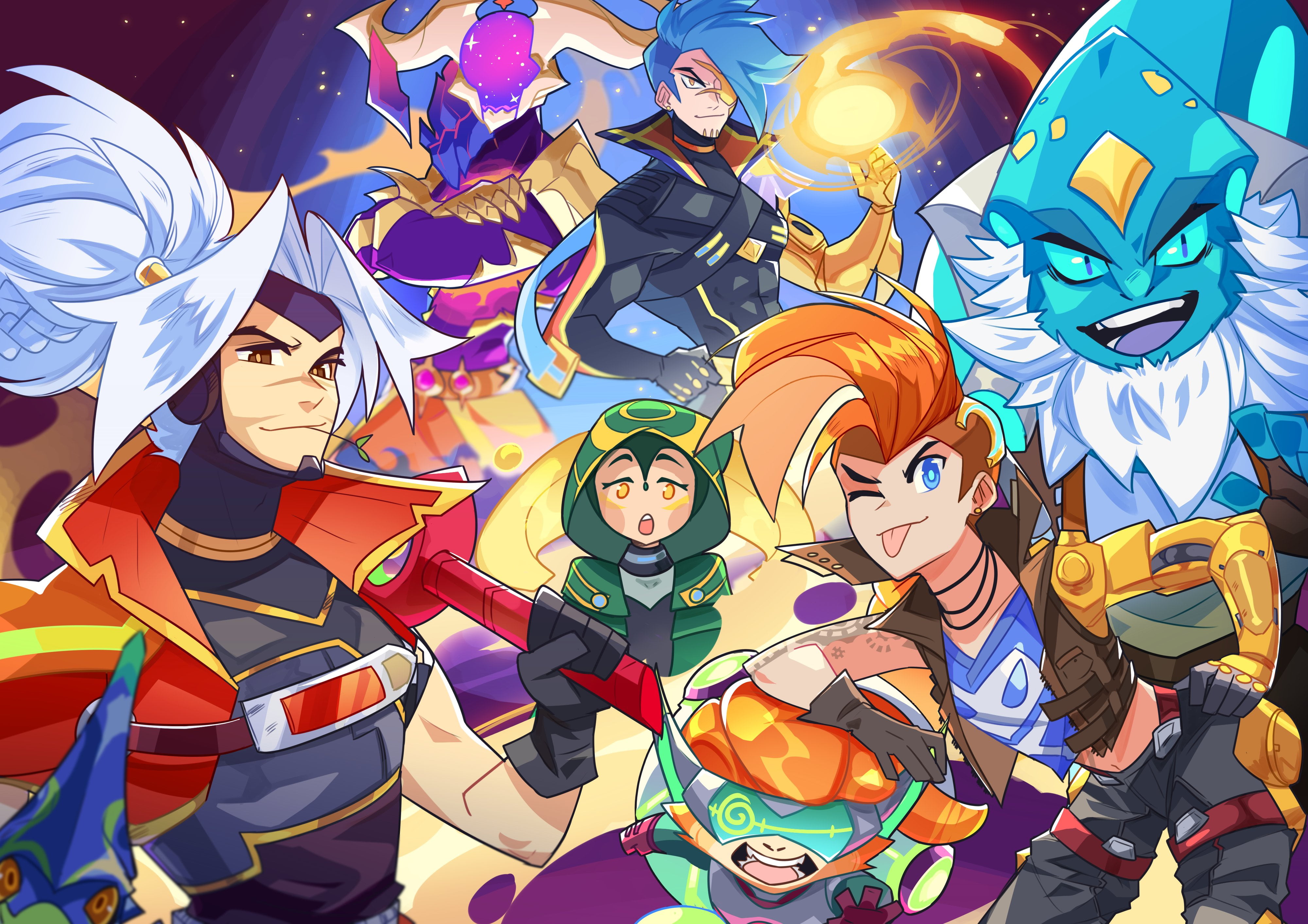 Yasuo (League of Legends), Kayn (League of Legends), digital art, League of Legends, Sona (League of Legends), Riot Games, fan art, illustration, Malphite (League of Legends), HD Wallpaper