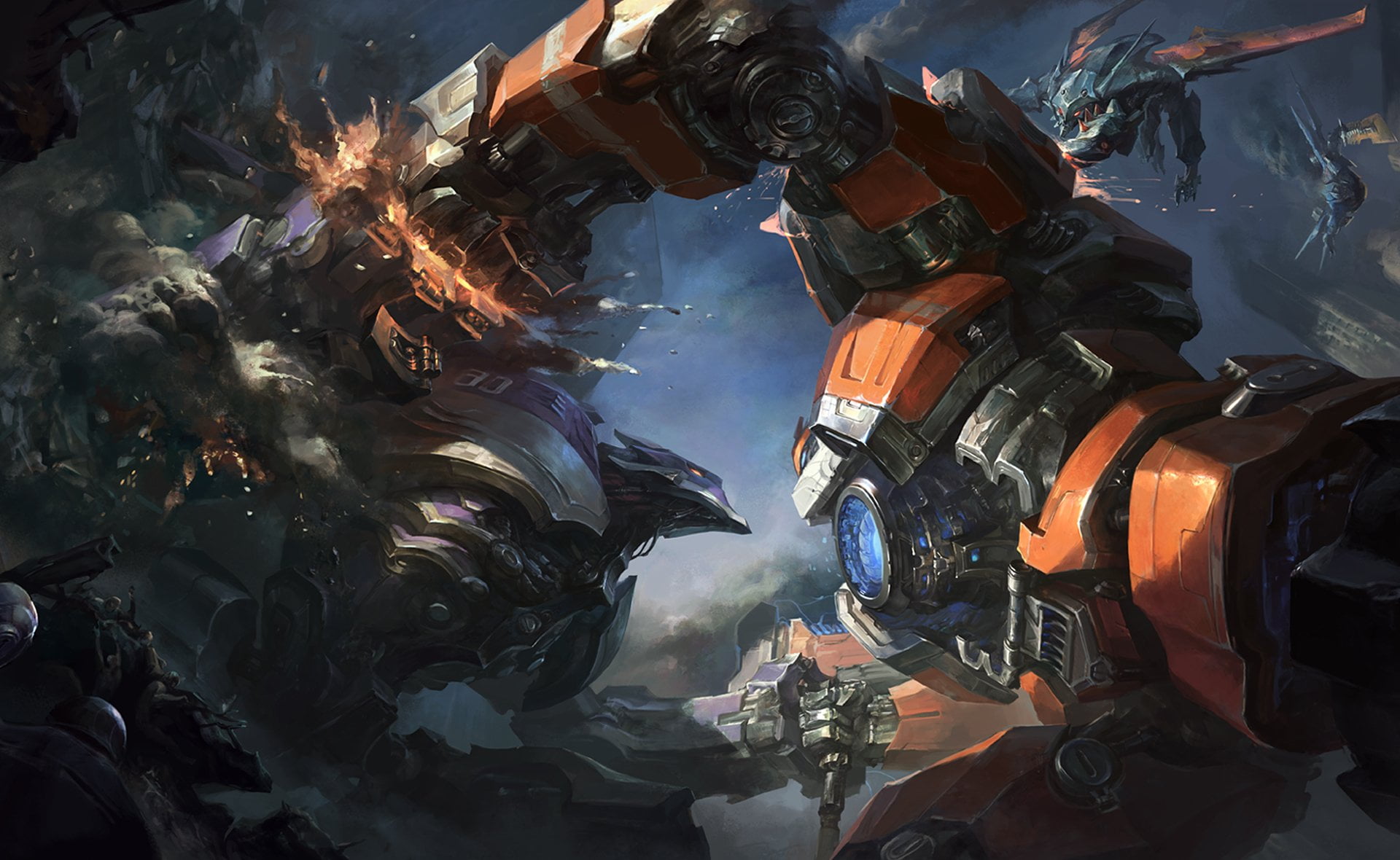  occupation, Malphite (League of Legends), orange color, digital, high angle view, transformers, League Of Legends, security, plastic, festival, HD Wallpaper