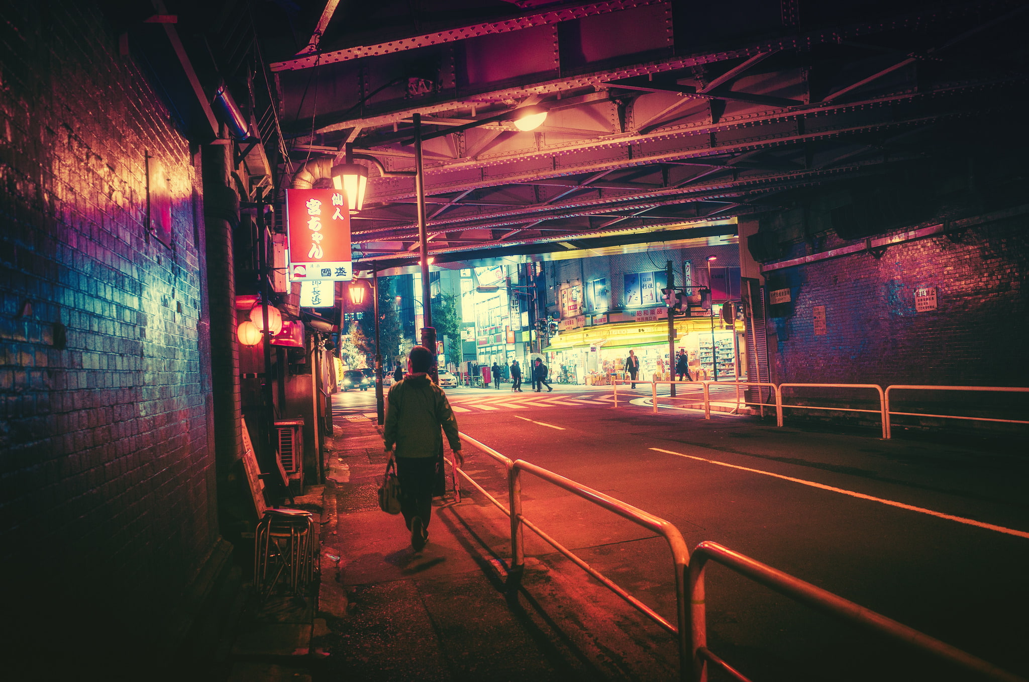 Masashi Wakui, night, Japan, 1080P, neon, HD Wallpaper