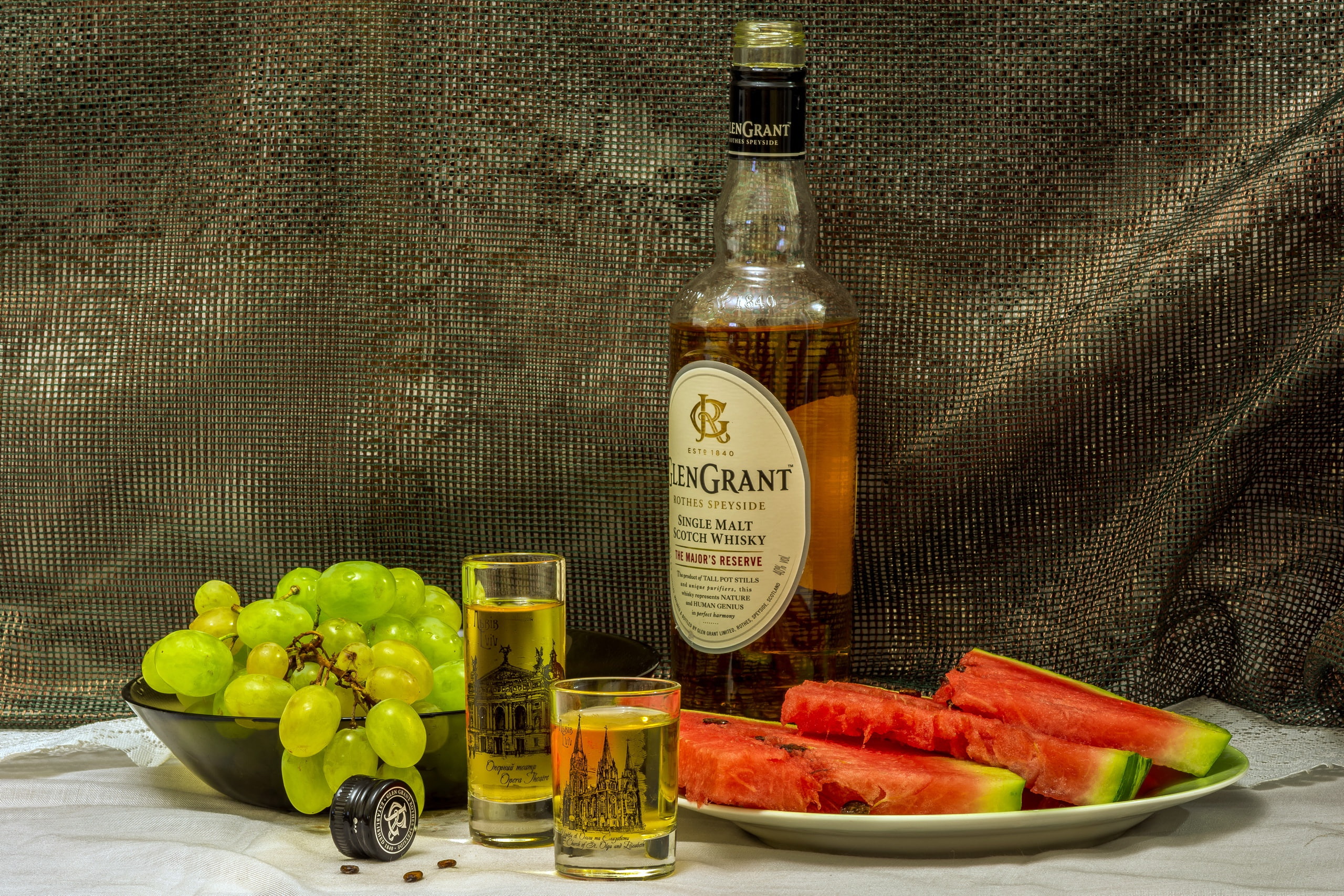 wellbeing, healthy eating, refreshment, table, western script, glass, food, freshness, no people, whiskey, jar, drink, transparent, still life, bottle, HD Wallpaper