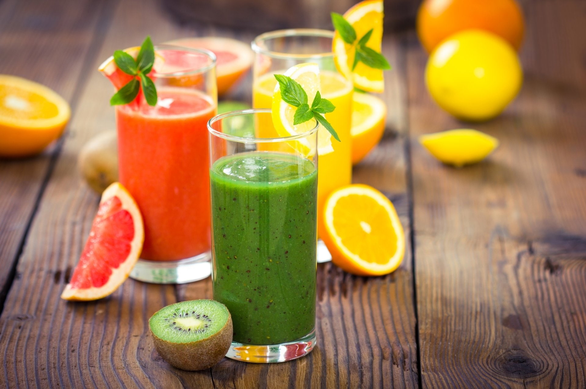Kiwi, Fruit, orange (Fruit), Lemon, Glass, Food, 1080P, Drink, HD Wallpaper