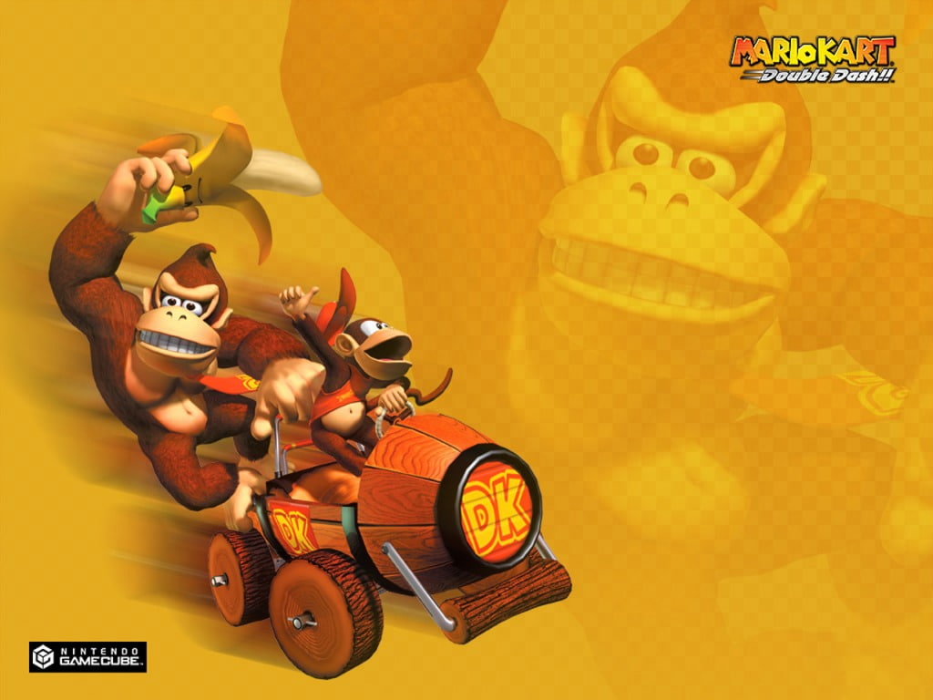 480P, mario, video, art, banana, donkey, Donkey Kong, games, diddy, kong, Diddy Kong, hd, Mario Kart, HD Wallpaper
