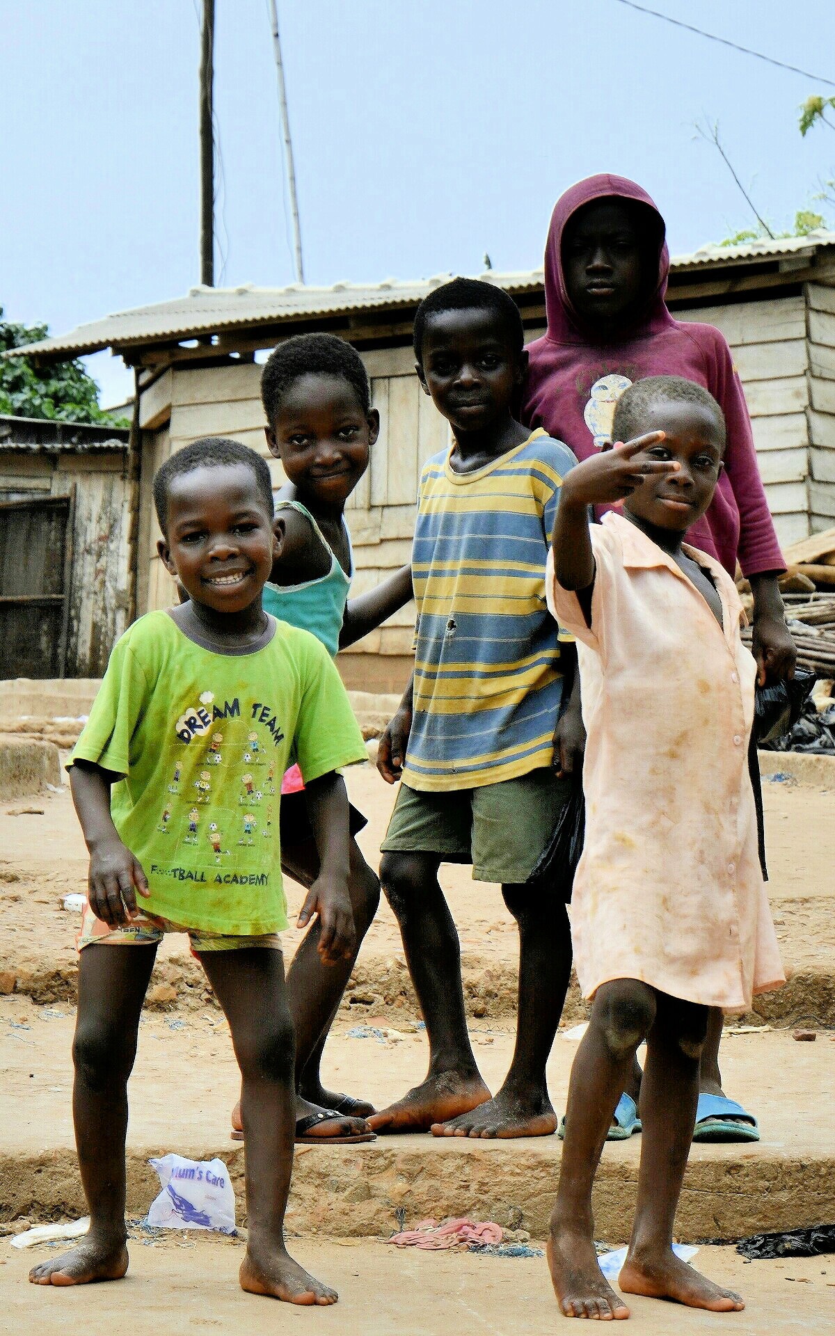 day, casual clothing, togetherness, children playing, males, looking at camera, child, full length, ghana, gang, senya beraku, outdoors, girls, children, Phone HD Wallpaper