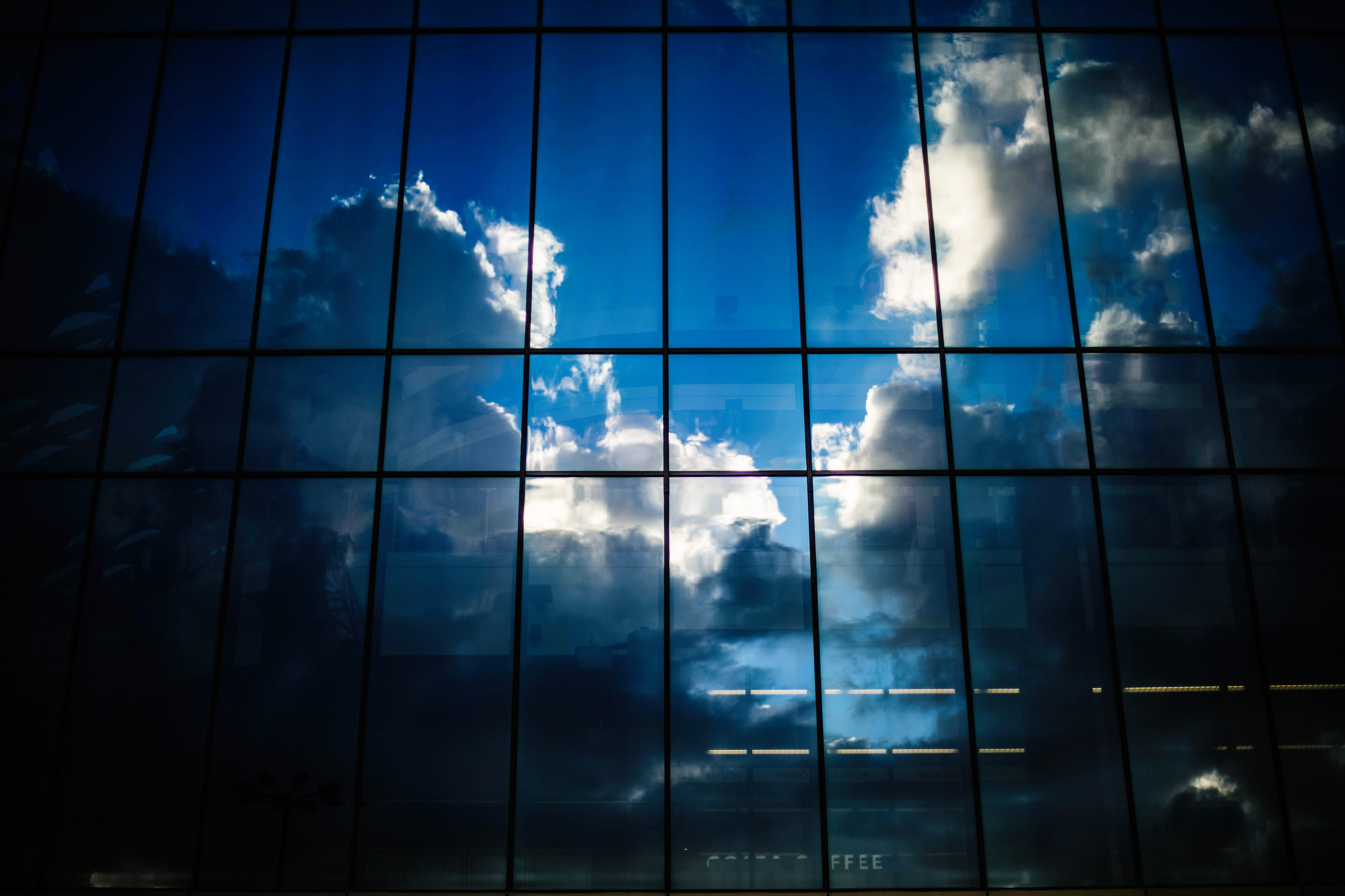 ewitsoe, day, no people, approaching, poznań, digital composite, outdoors, window, poznań główny, low angle view, 5K, modern, nikon, cloud - sky, thunder, HD Wallpaper