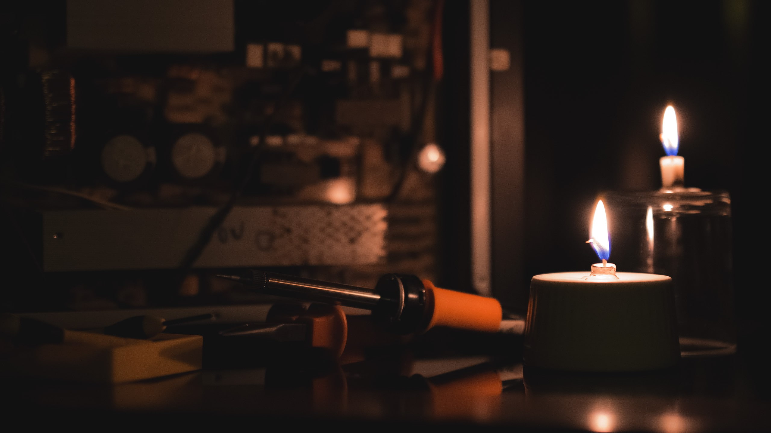 no people, focus on foreground, burning, lighting equipment, darkroom, selective focus, heat - temperature, fire - natural phenomenon, nature, candles, HD Wallpaper