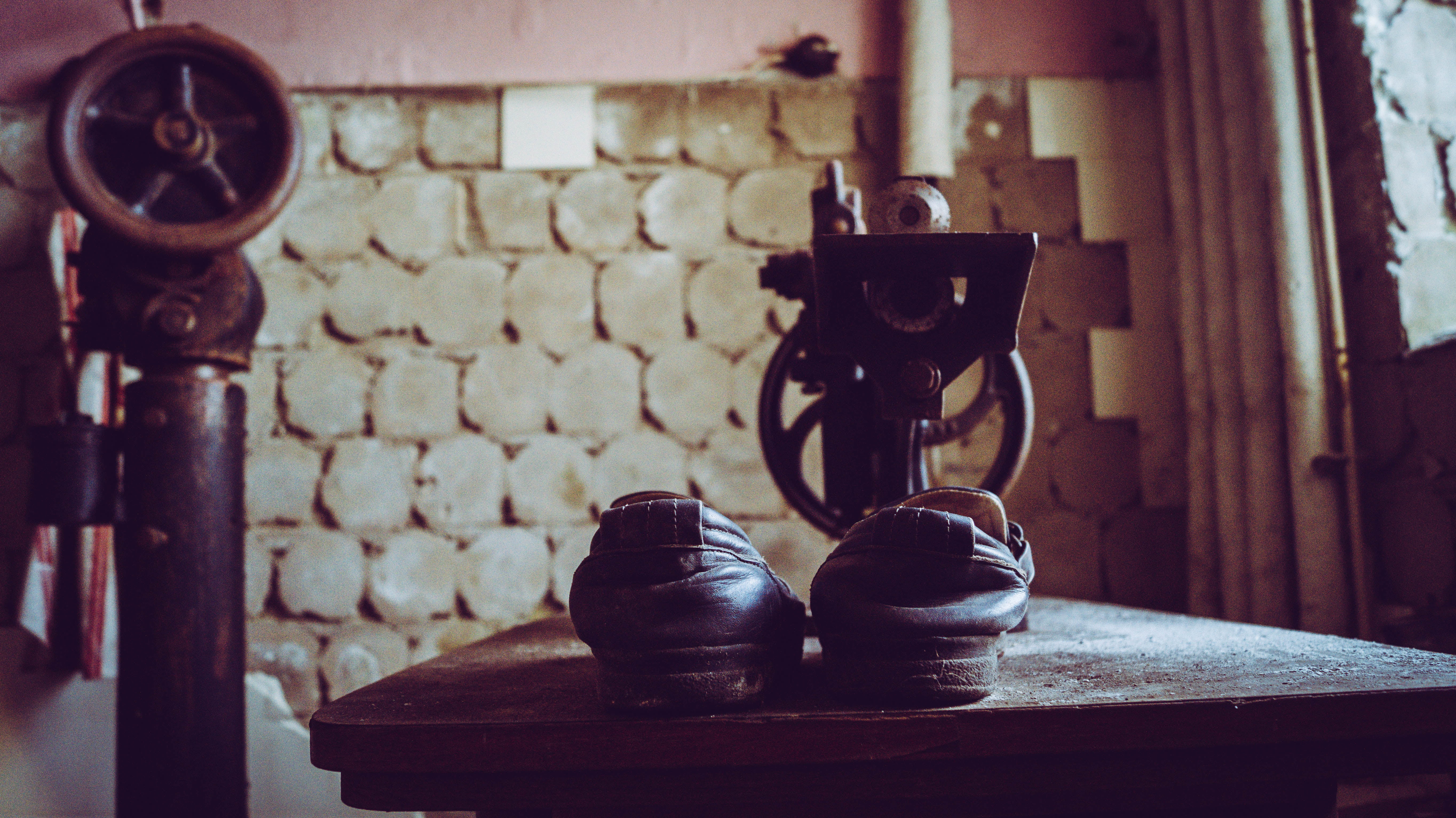 1970s, retro styled, wall, no people, indoors, table, old, lighting equipment, metal, close-up, wall - building feature, focus on foreground, brick, shelf, HD Wallpaper