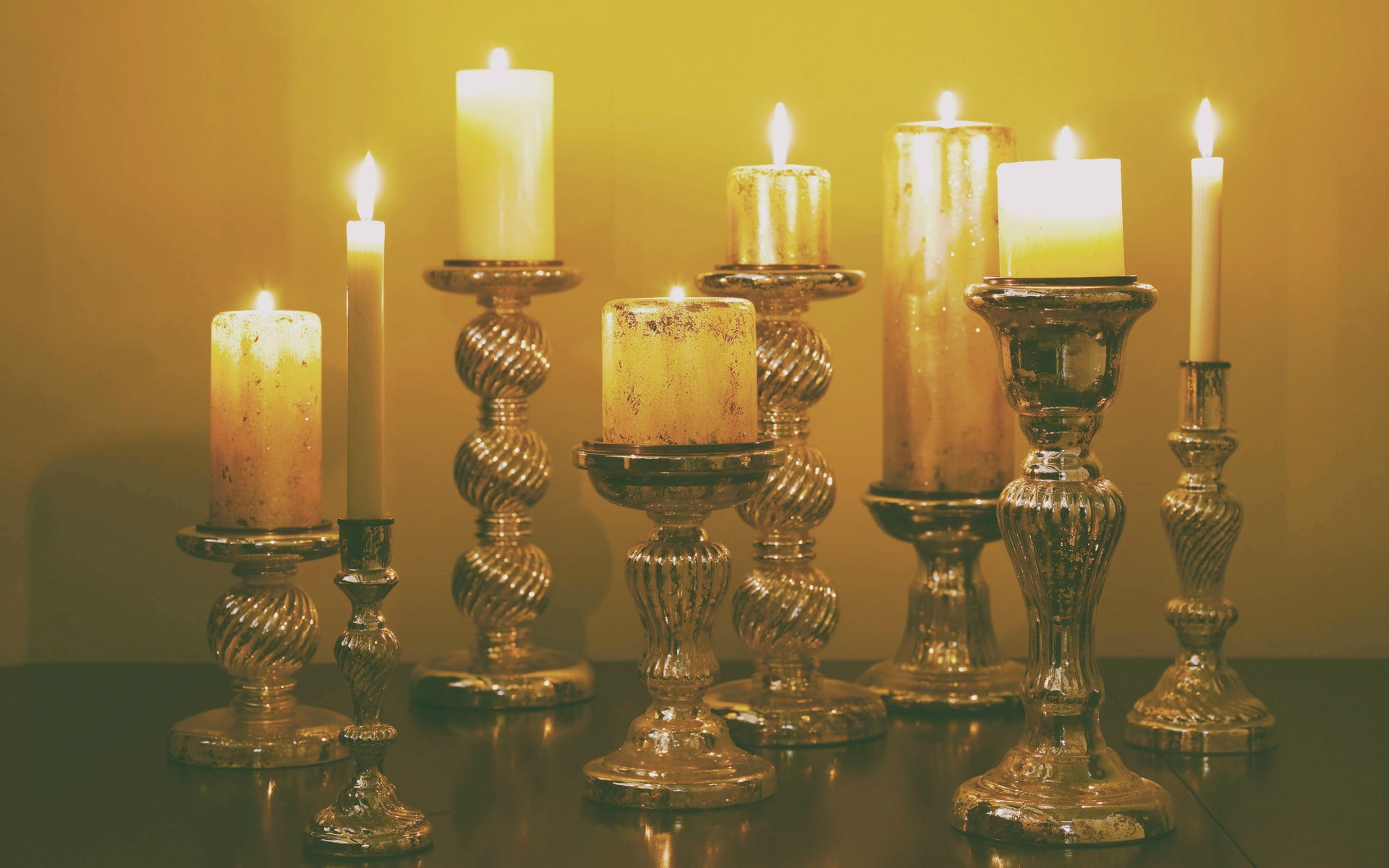 candle, lights, table, choice, glass - material, close-up, lighting equipment, candlestick holder, group of objects, glowing, indoors, variation, still life, HD Wallpaper